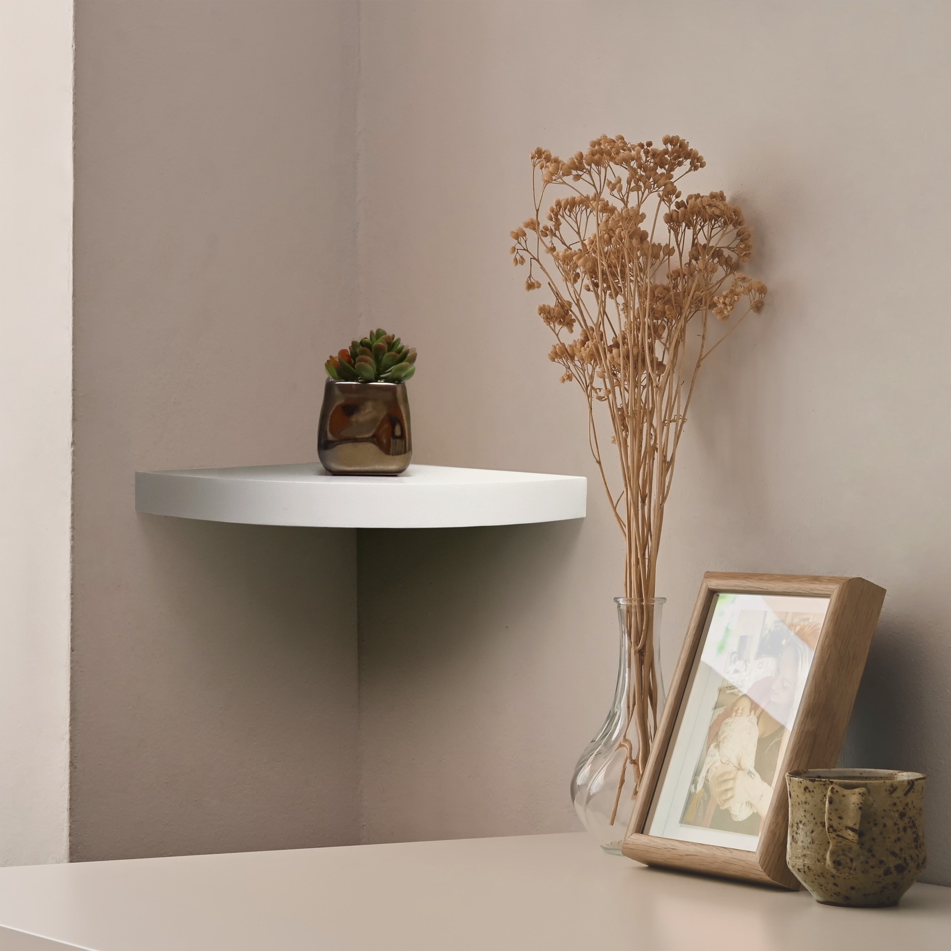 slide 5 of 6, Origin 21 11.71-in D x 11.71-in L White MDF Angular Corner Floating shelf, 1 ct