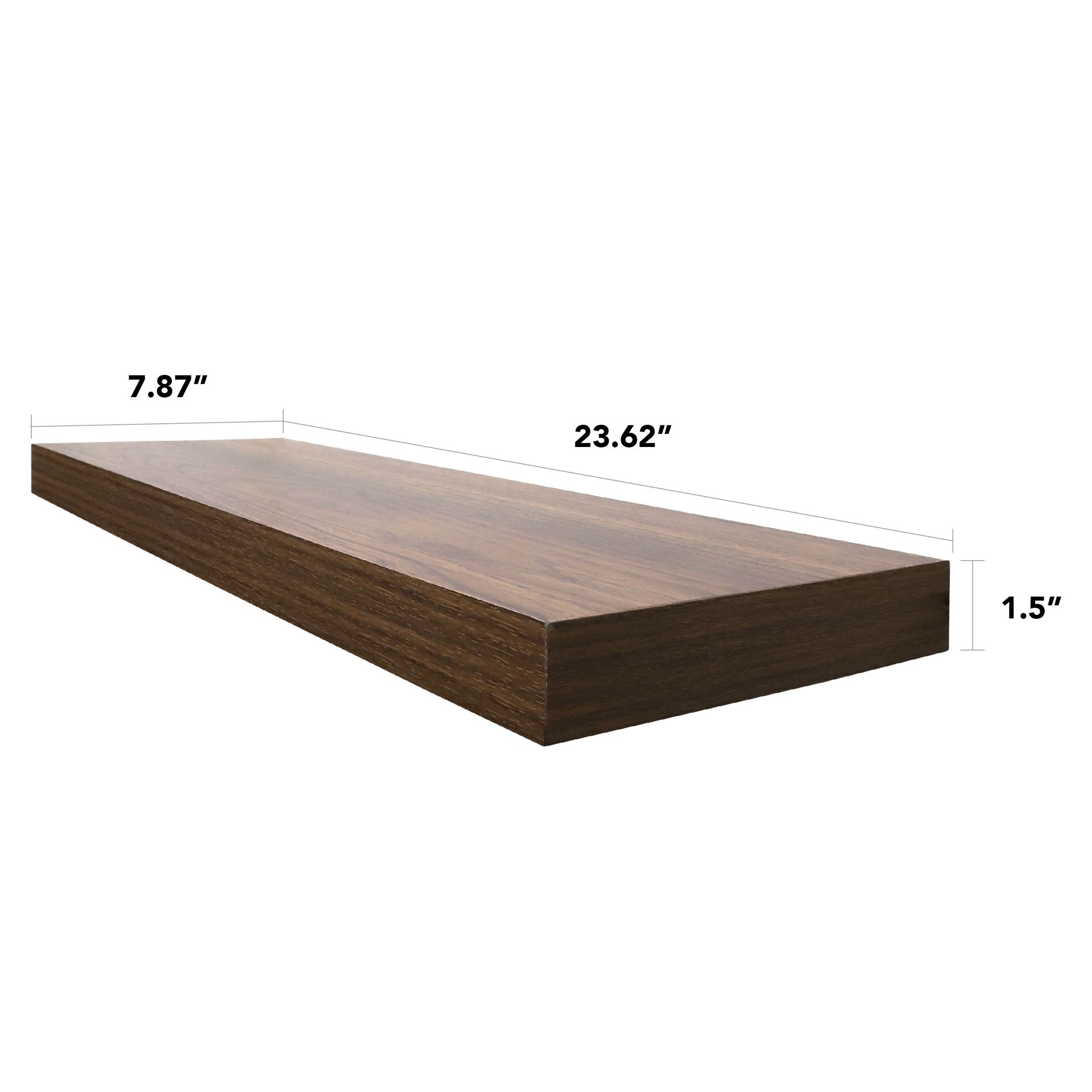 slide 4 of 6, allen + roth 7.8-in D x 23.6-in L Dark Oak MDF Rectangular Floating shelf, 1 ct