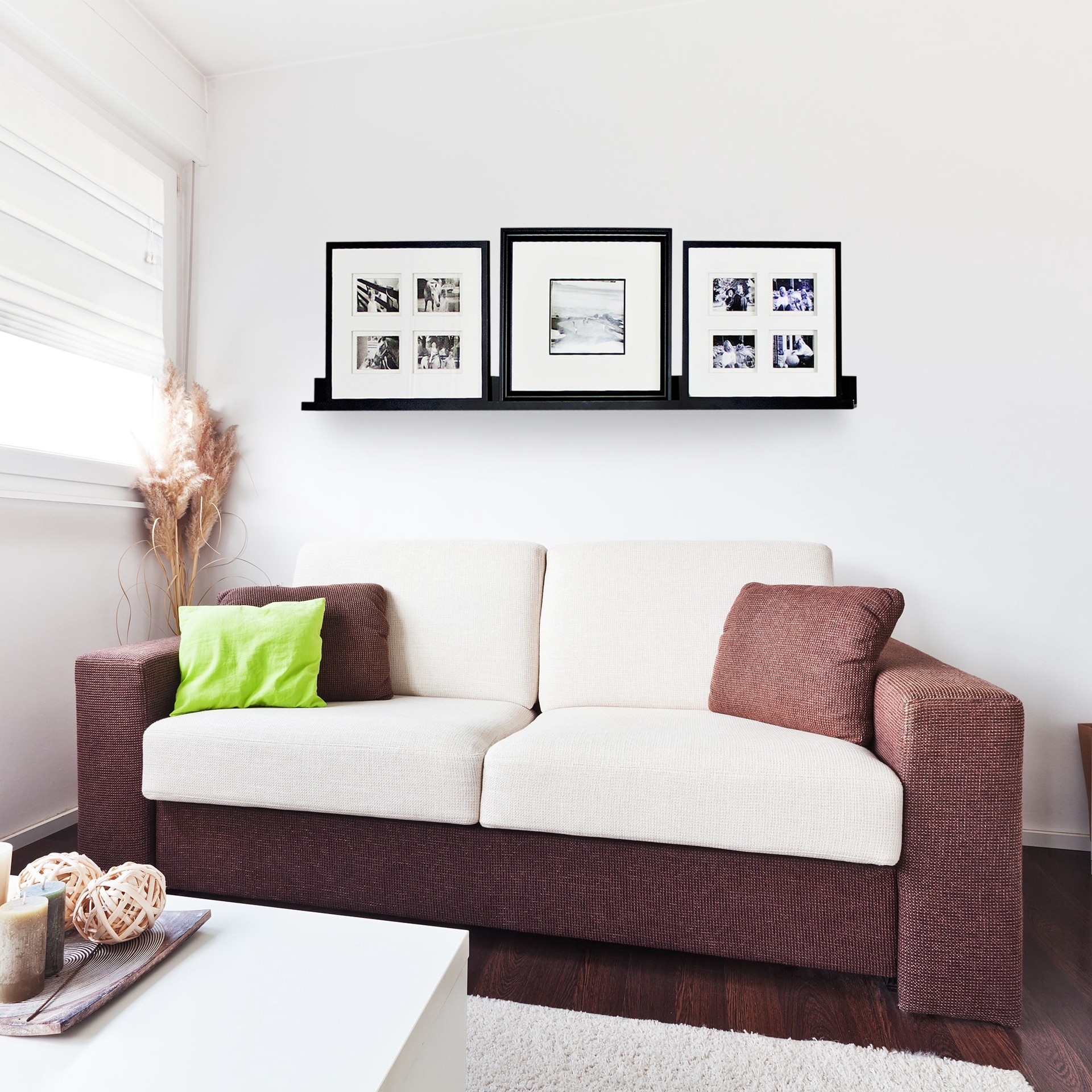 slide 6 of 6, allen + roth 4.5-in D x 30-in L Black MDF Rectangular Floating shelf, 1 ct