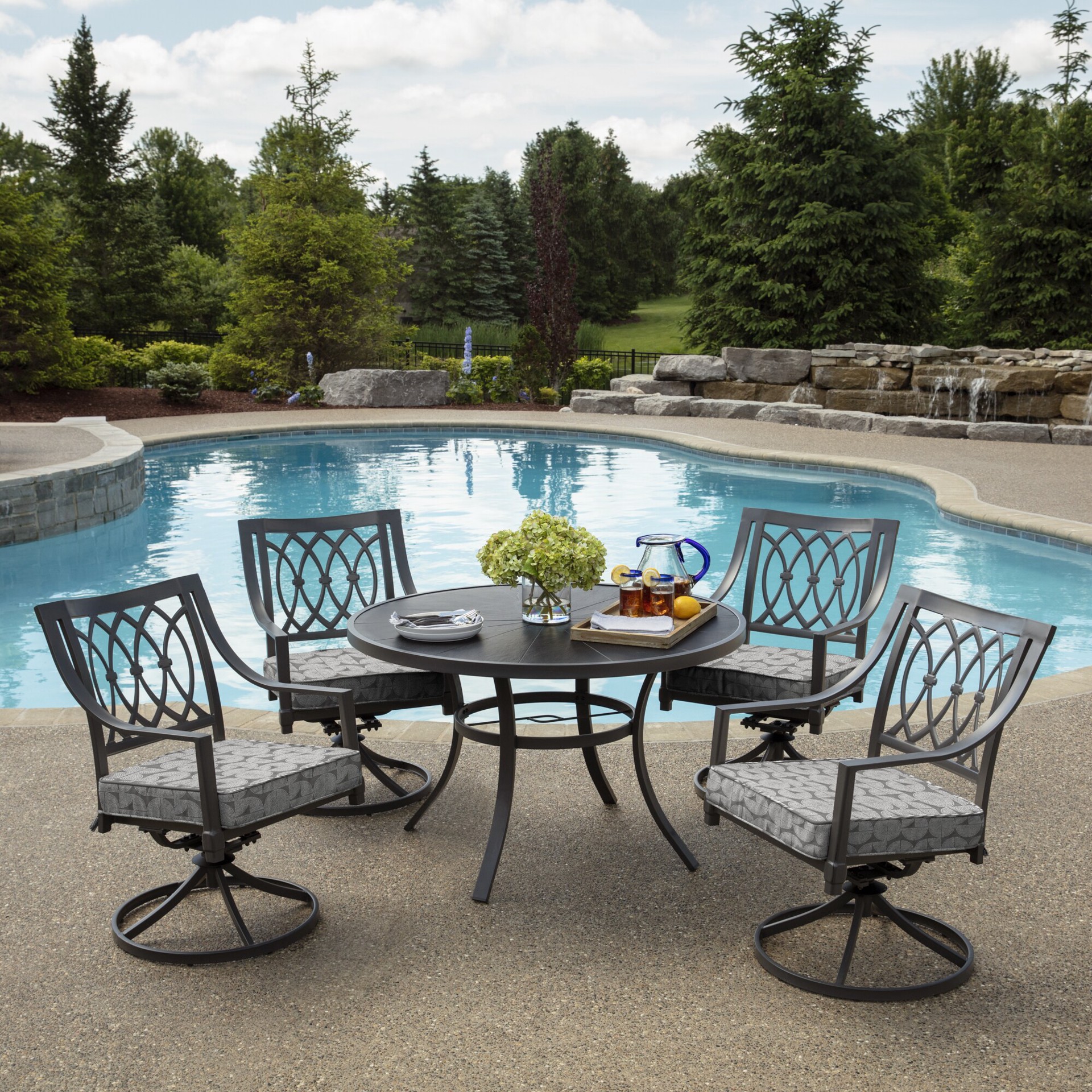 slide 5 of 6, Style Selections 20-in x 20-in Tara Geo Dots Patio Chair Cushion, 1 ct