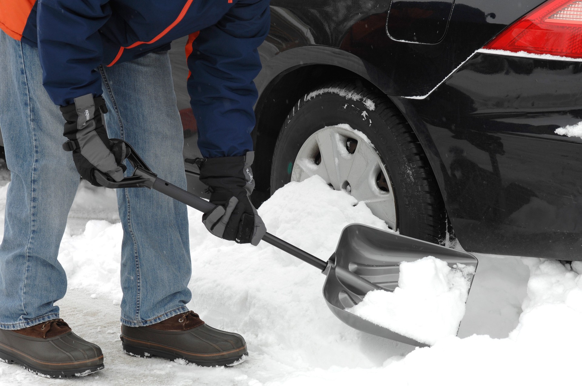 slide 5 of 5, Suncast 11-in Plastic Snow Shovel with 38.25-in Aluminum Handle, 1 ct