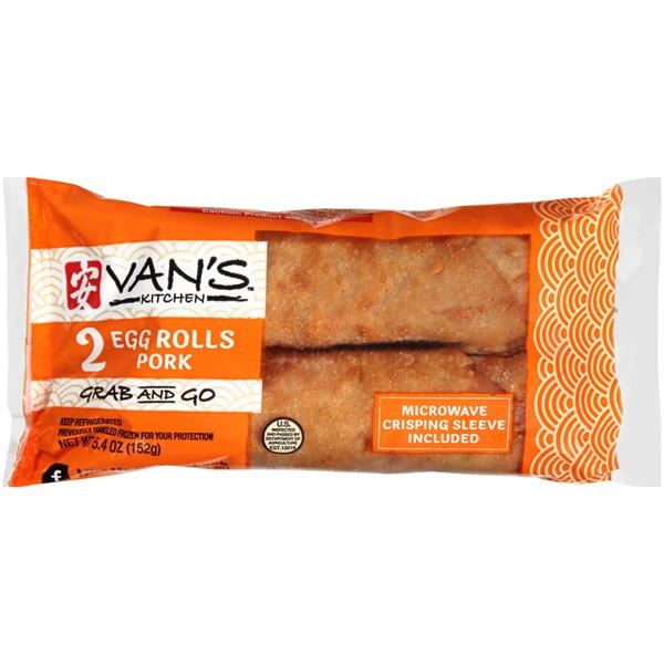 slide 1 of 1, Van's Kitchen Grab And Go Pork Egg Rolls, 5.4 oz