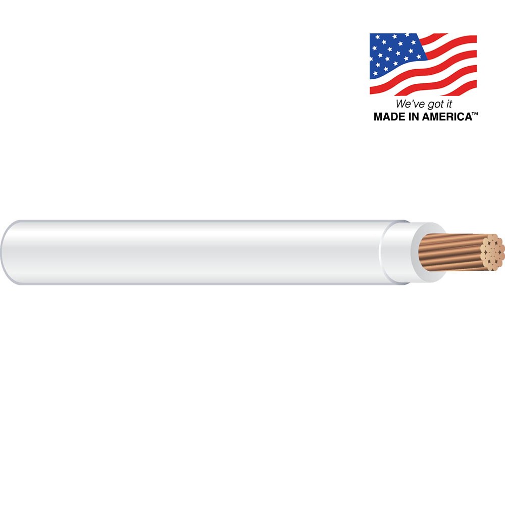 slide 2 of 2, Southwire 100-ft 6-AWG White Stranded Copper Thhn Wire (By-the-roll), 1 ct
