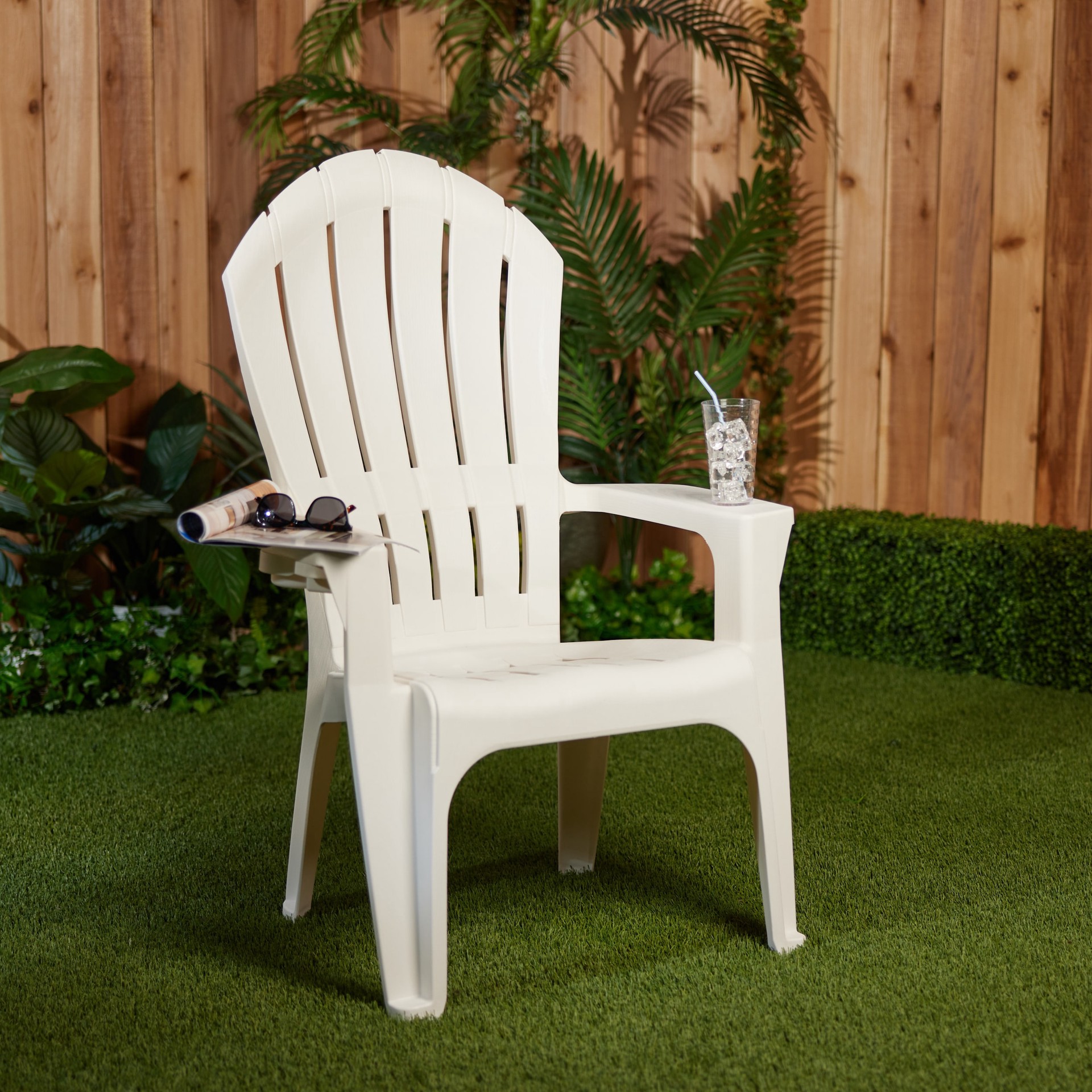 slide 4 of 6, Adams Manufacturing Big Easy Adirondack Chair Stackable White Resin Frame Stationary Adirondack Chair with Slat Seat, 1 ct