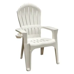 Adams Manufacturing PATIO Big Easy Stackable White Resin Frame Stationary Adirondack Chair with Slat Seat