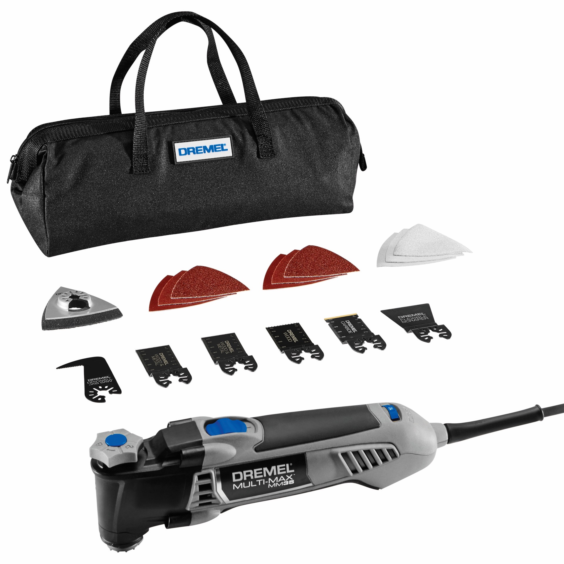 slide 1 of 6, Dremel Corded 3.5-Amp Variable Speed 17-Piece Oscillating Multi-Tool Kit with Soft Case, 1 ct