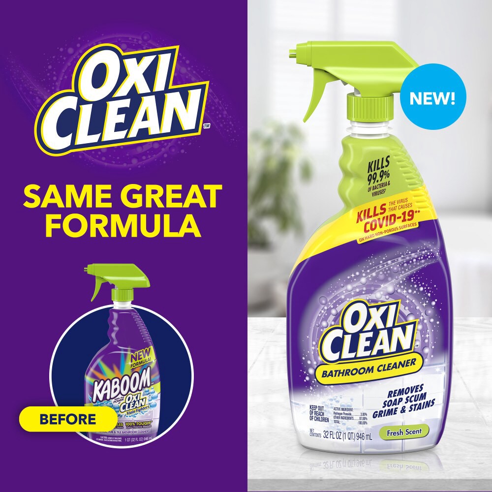 slide 2 of 6, OxiClean Shower, Tub, Tile with the power of Oxi Clean Stainfighter 32 Fluid ounce(s) Fresh Scent Liquid Multipurpose Bathroom Cleaner, 1 ct