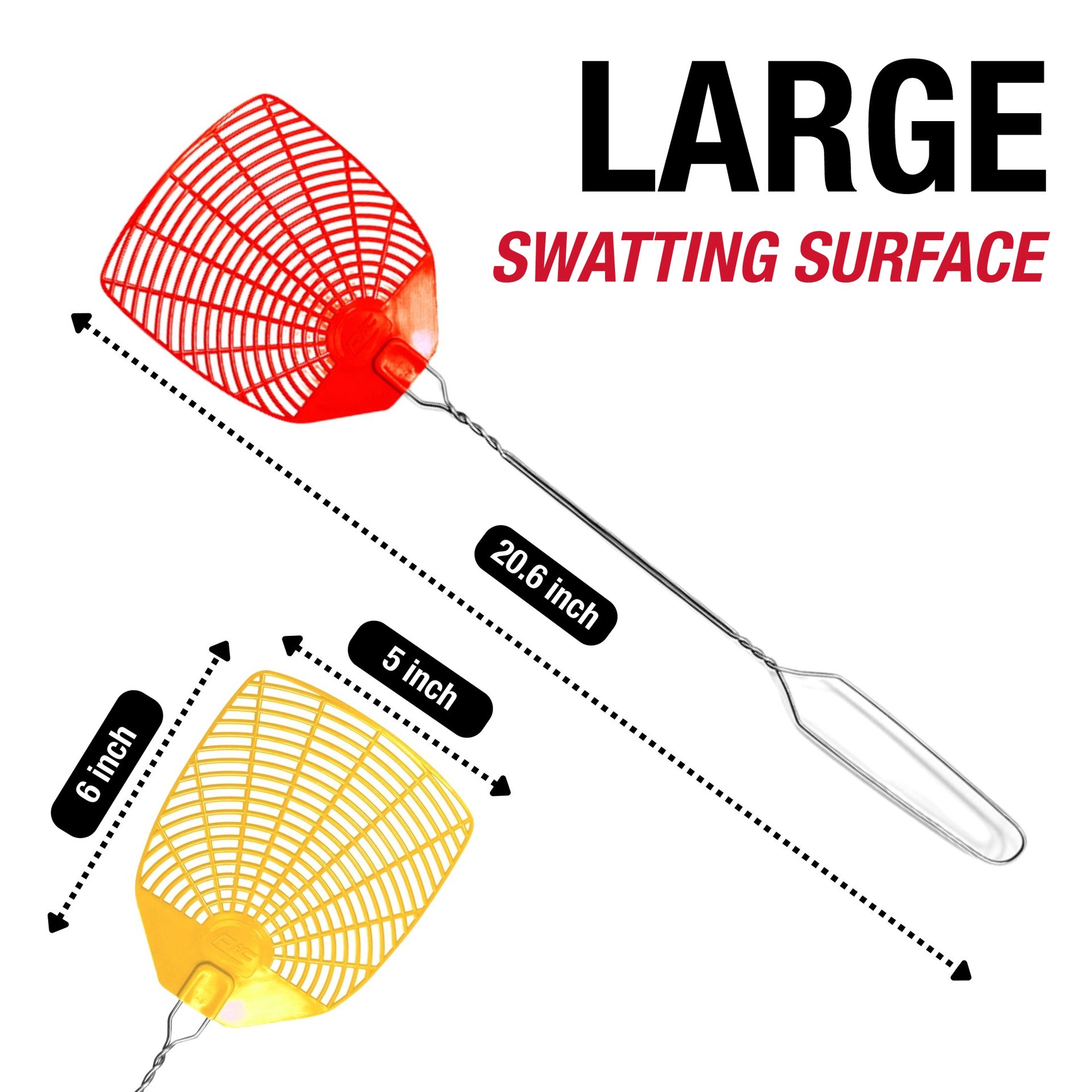 slide 3 of 6, PIC Fly Swatter with Metal Handle (Colors May Very) 1 Pack Indoor/Outdoor Plastic Insect trap Insect Trap, 1 ct