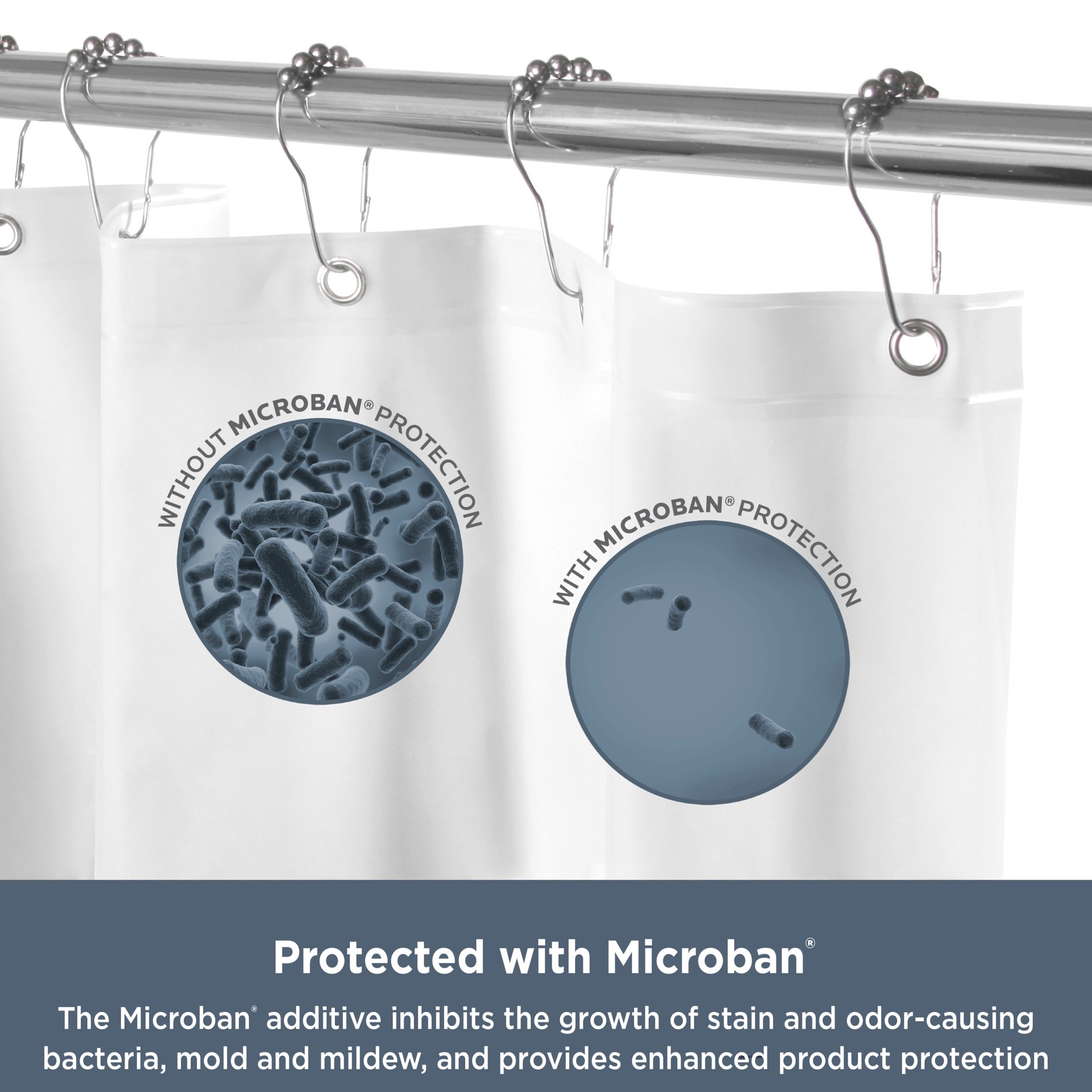 slide 3 of 6, Style Selections Microban Protected Heavy Weight PEVA 70.0-in W x 72-in L White Solid Mildew Resistant EVA/PEVA Shower liner, 1 ct