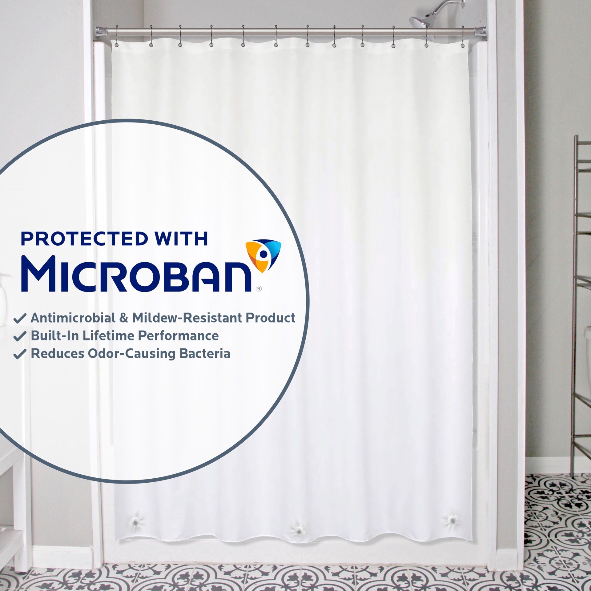 slide 1 of 6, Style Selections Microban Protected Heavy Weight PEVA 70.0-in W x 72-in L White Solid Mildew Resistant EVA/PEVA Shower liner, 1 ct