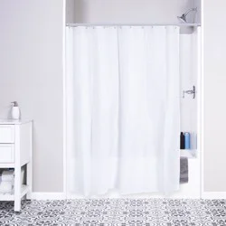 Style Selections 70.0-in W x 72-in L White Solid Polyester Shower curtain