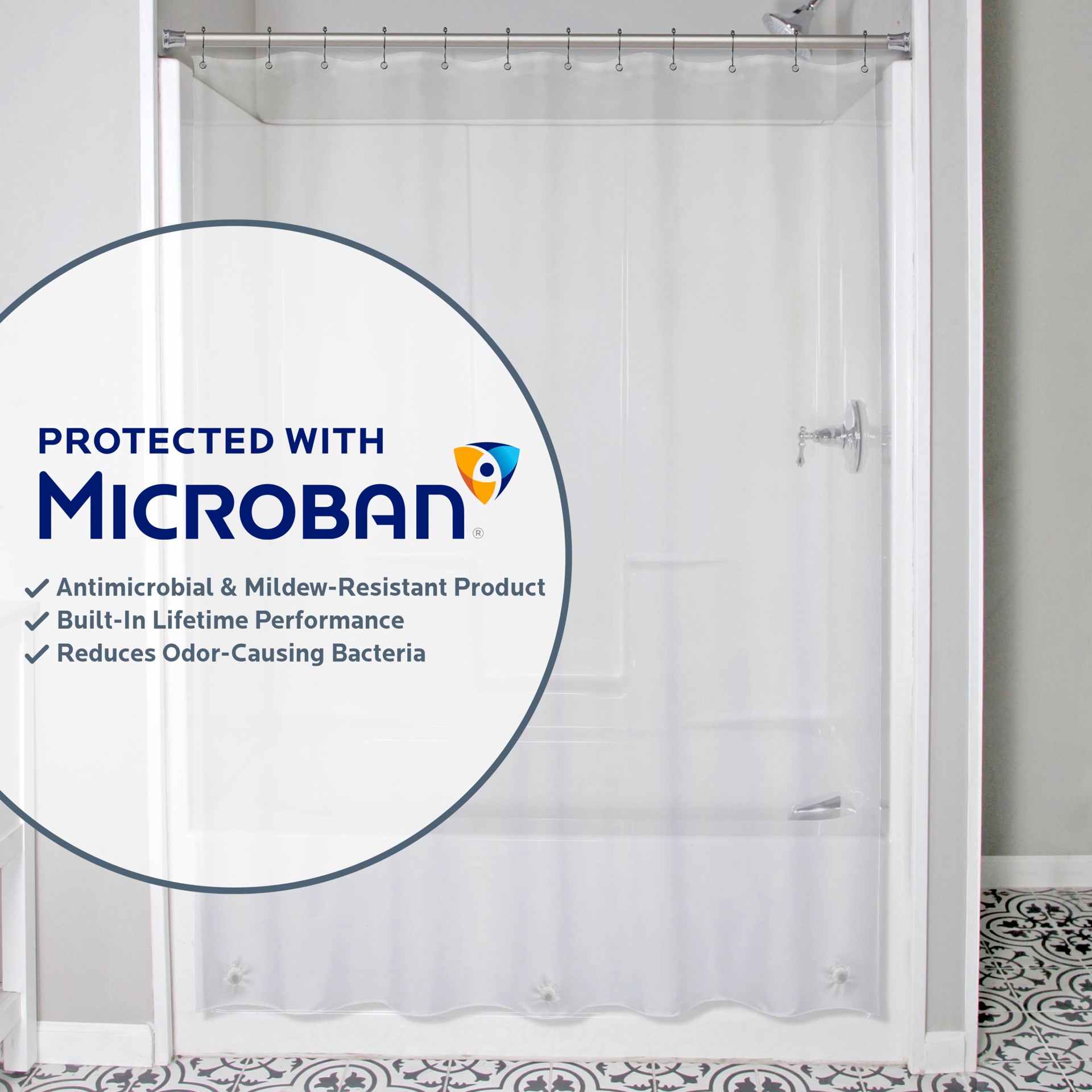 slide 1 of 6, Style Selections Microban Protected Heavy Weight PEVA 70.0-in W x 72-in L Clear Solid Mildew Resistant EVA/PEVA Shower liner, 1 ct