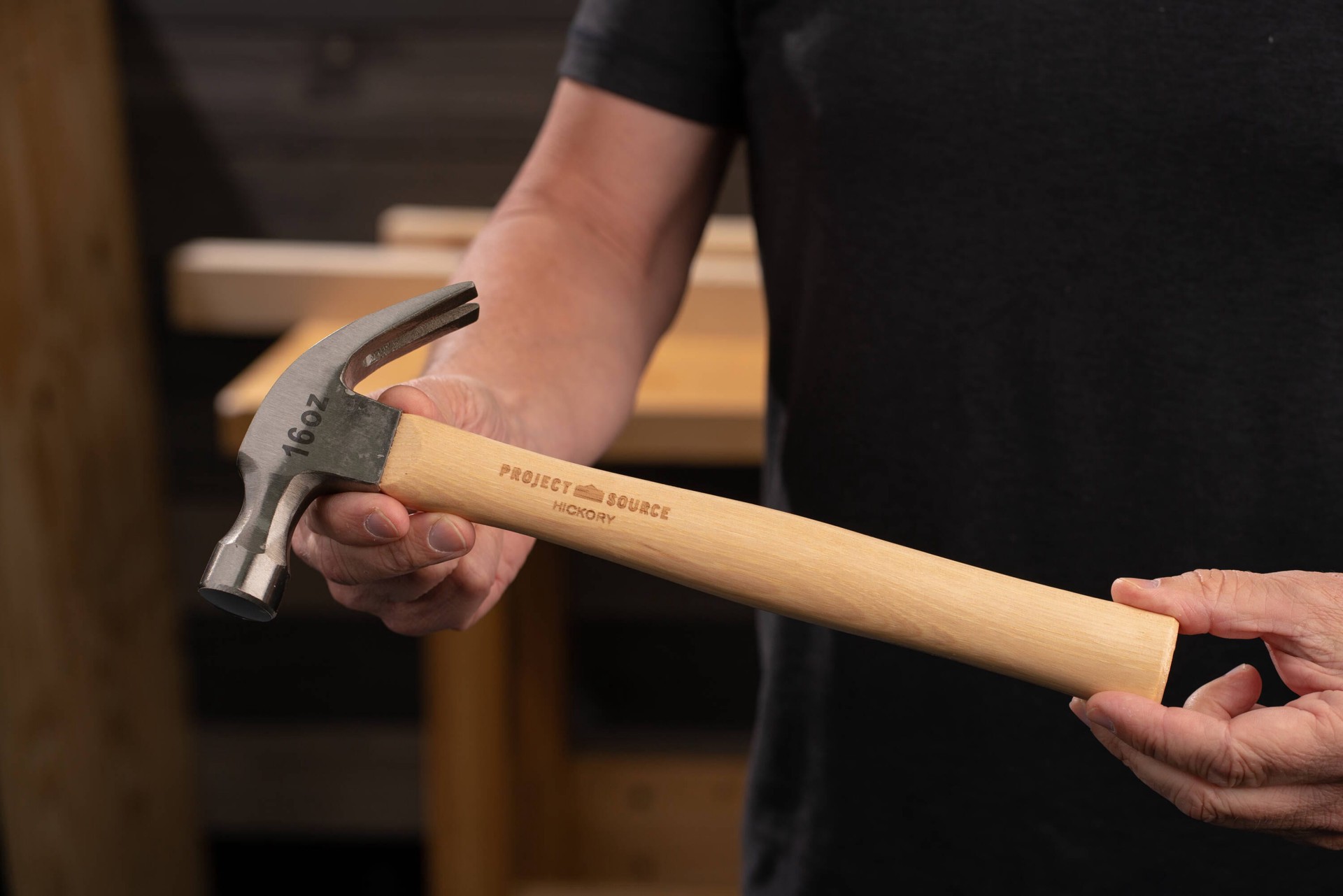 slide 3 of 5, Project Source 16 -oz Steel Head Wood Handle Claw hammer, 1 ct