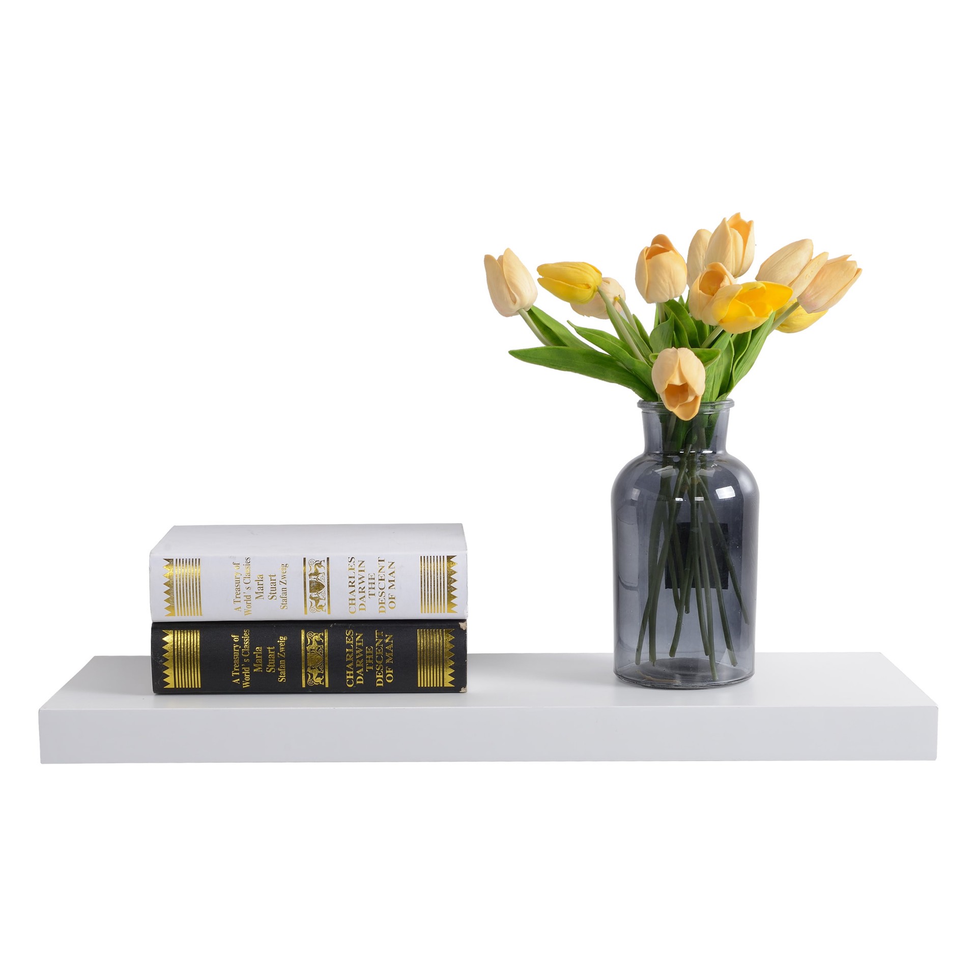 slide 2 of 6, allen + roth 7.8-in D x 23.6-in L White MDF Rectangular Floating shelf, 1 ct