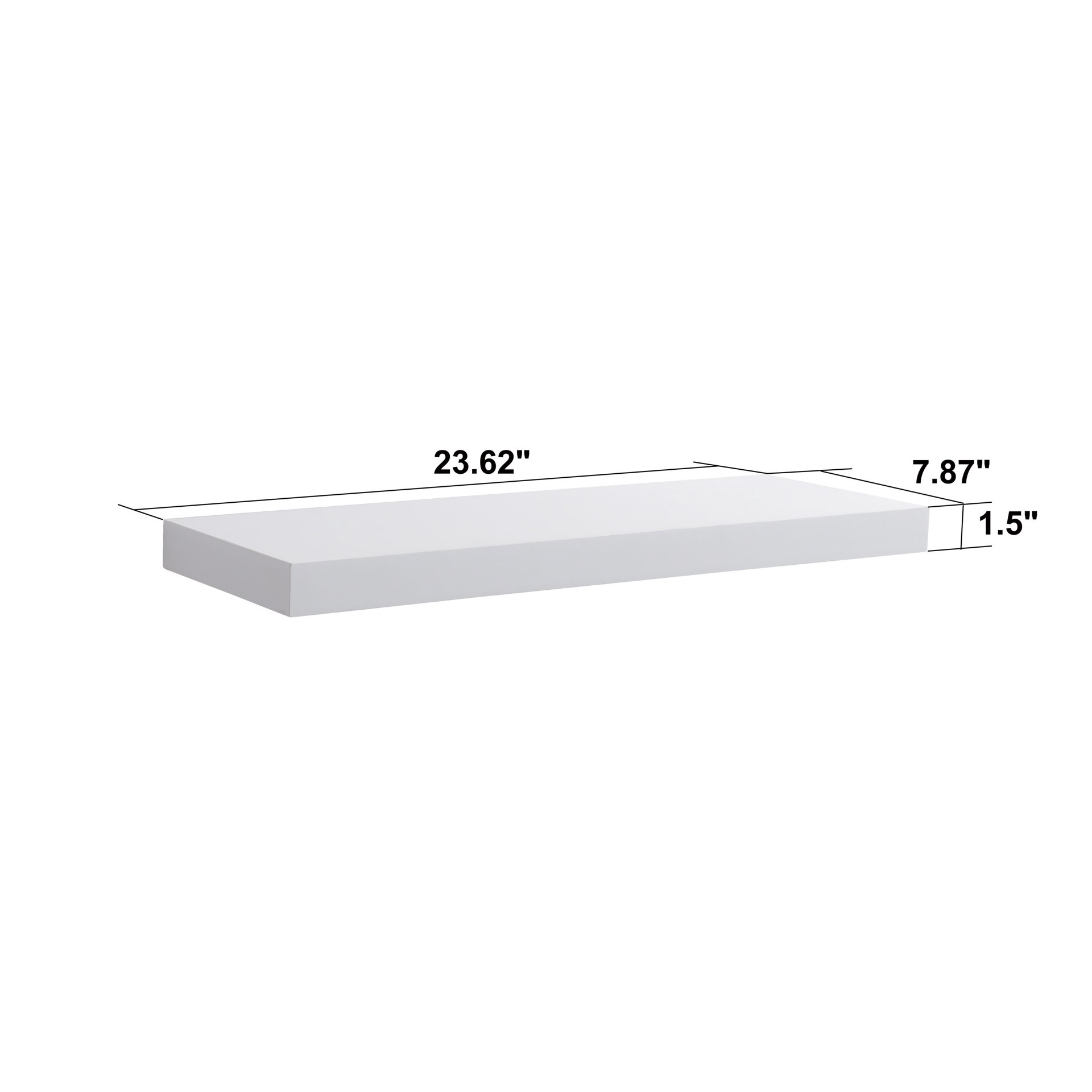slide 3 of 6, allen + roth 7.8-in D x 23.6-in L White MDF Rectangular Floating shelf, 1 ct