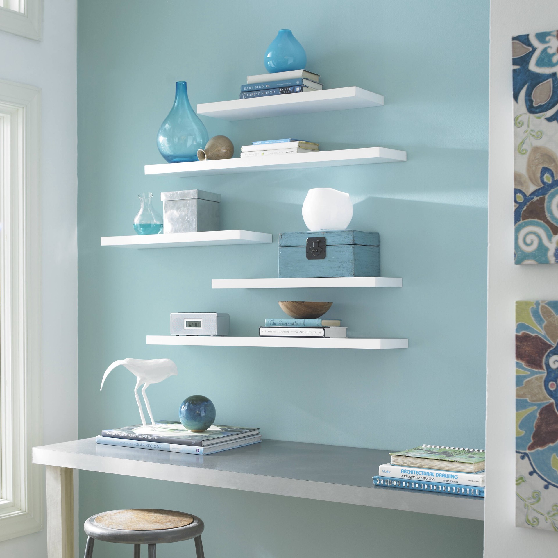slide 1 of 6, allen + roth 7.8-in D x 23.6-in L White MDF Rectangular Floating shelf, 1 ct