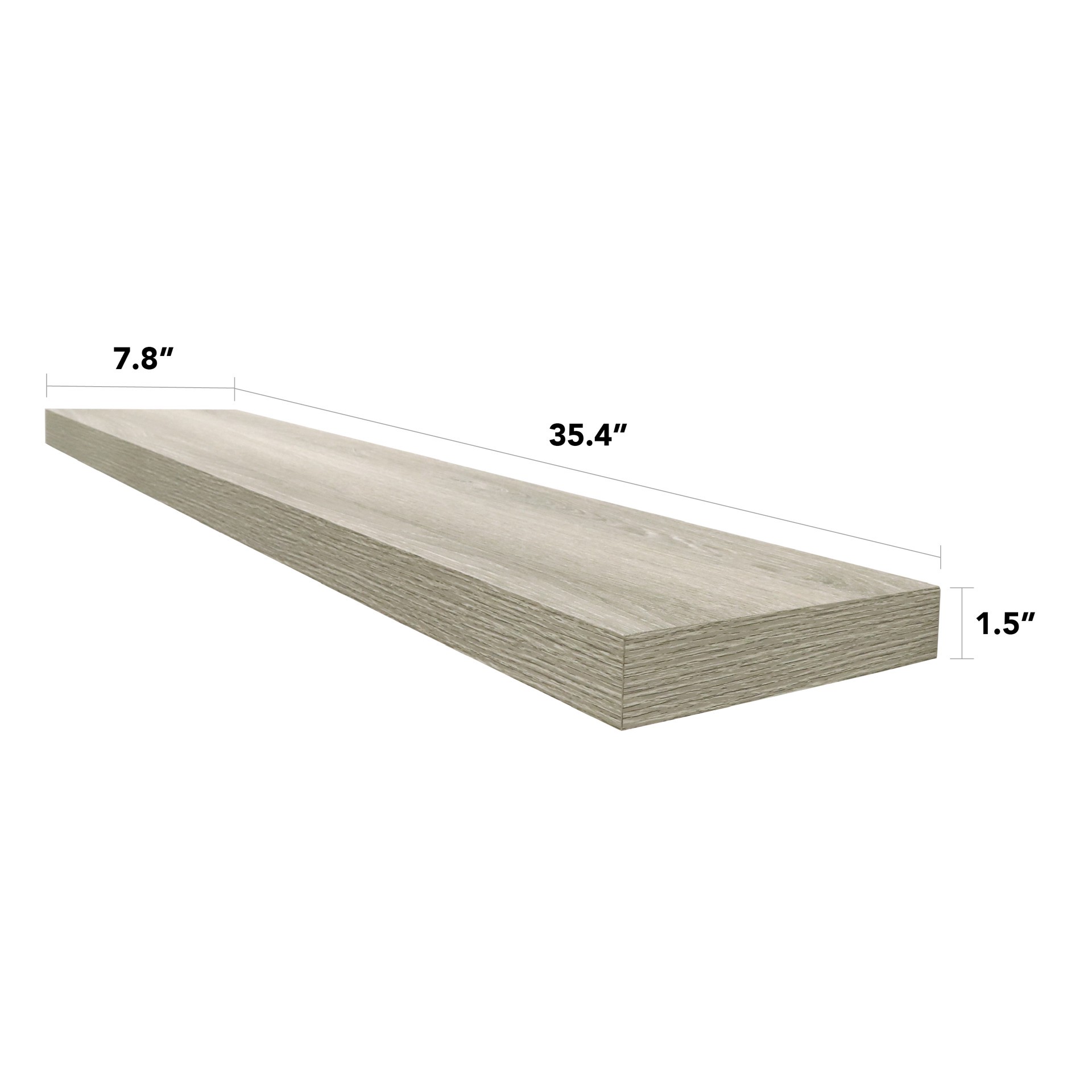 slide 4 of 6, allen + roth 7.8-in D x 35.4-in L Driftwood MDF Rectangular Floating shelf, 1 ct