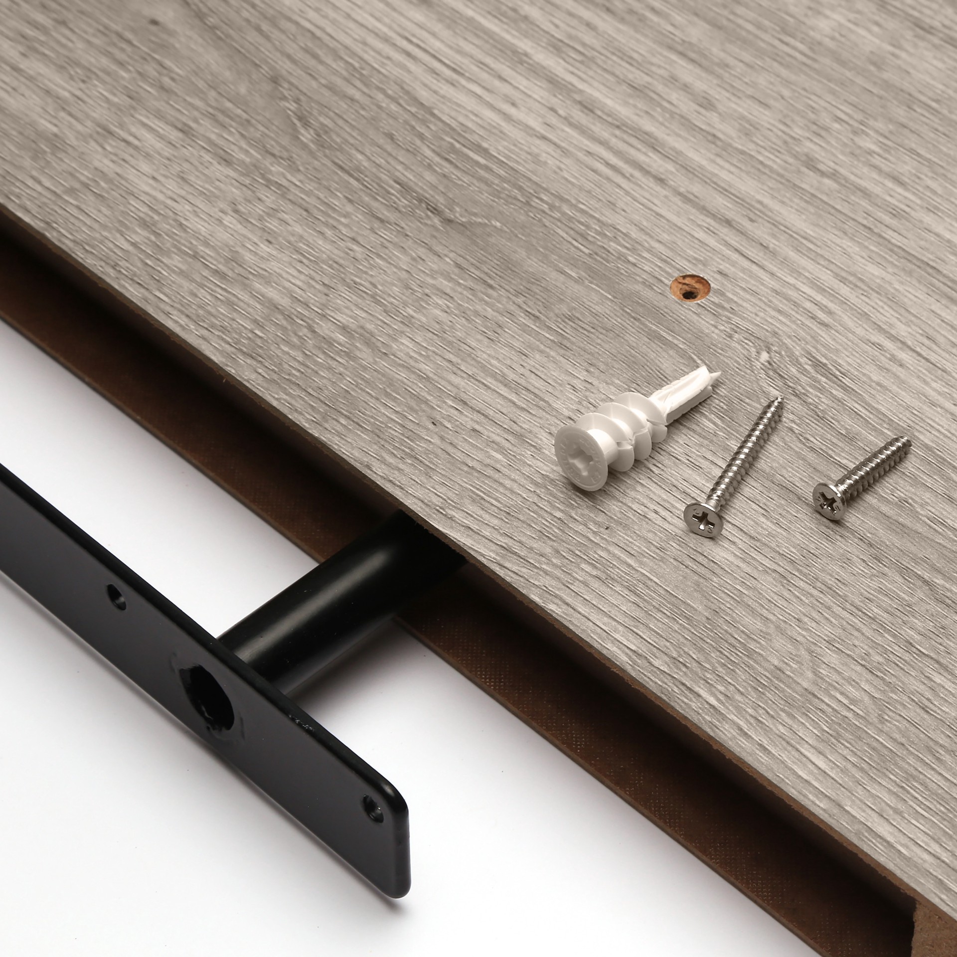 slide 6 of 6, allen + roth 7.8-in D x 35.4-in L Driftwood MDF Rectangular Floating shelf, 1 ct