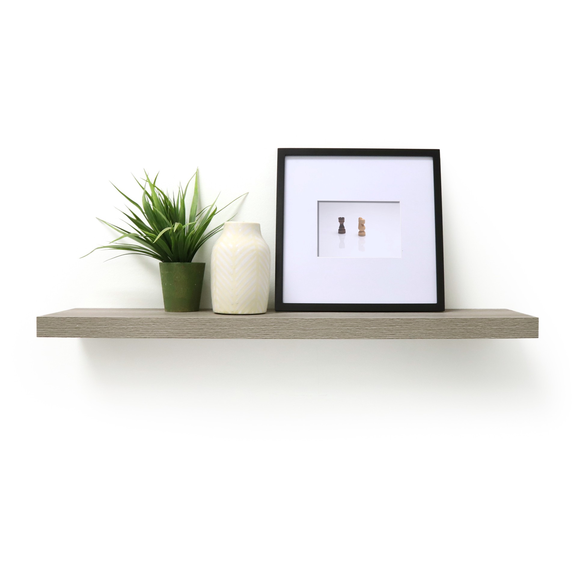 slide 1 of 6, allen + roth 7.8-in D x 35.4-in L Driftwood MDF Rectangular Floating shelf, 1 ct
