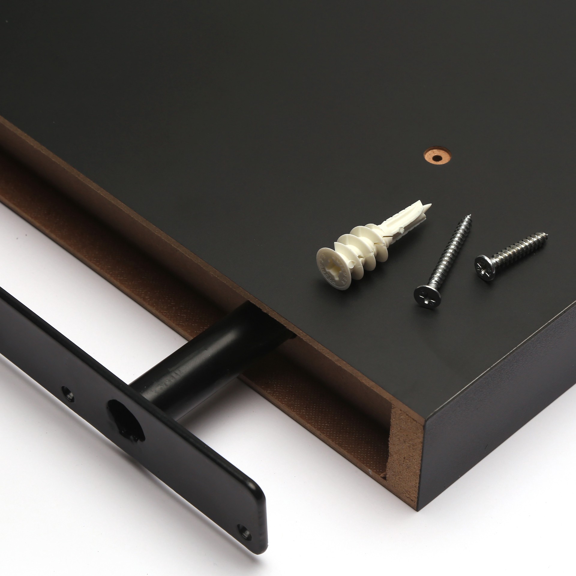 slide 6 of 6, allen + roth 7.8-in D x 23.6-in L Black MDF Rectangular Floating shelf, 1 ct