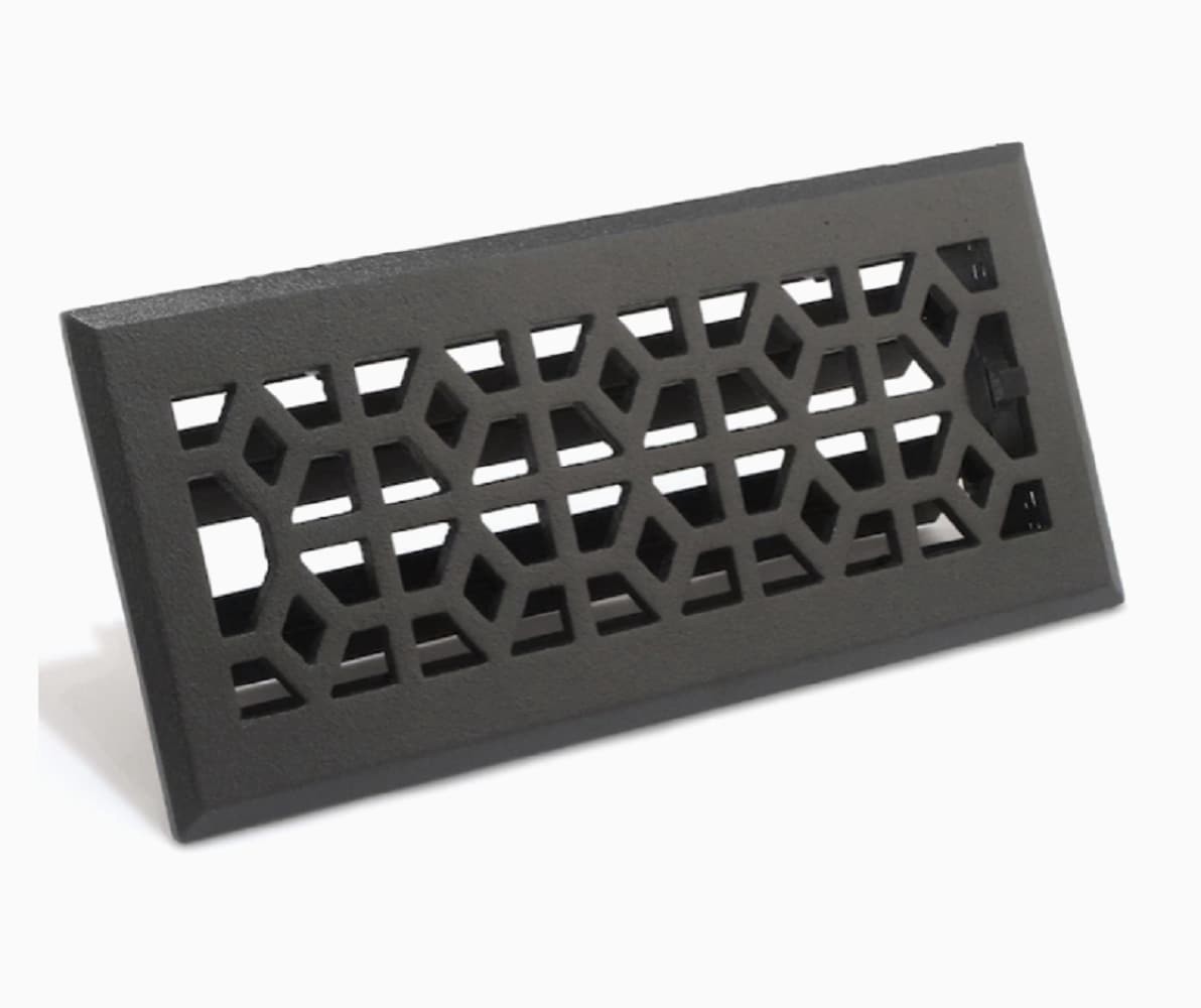 slide 3 of 6, allen + roth 4-in x 10-in Maximum airflow Steel Pewter Marquis Design Floor Register, 1 ct