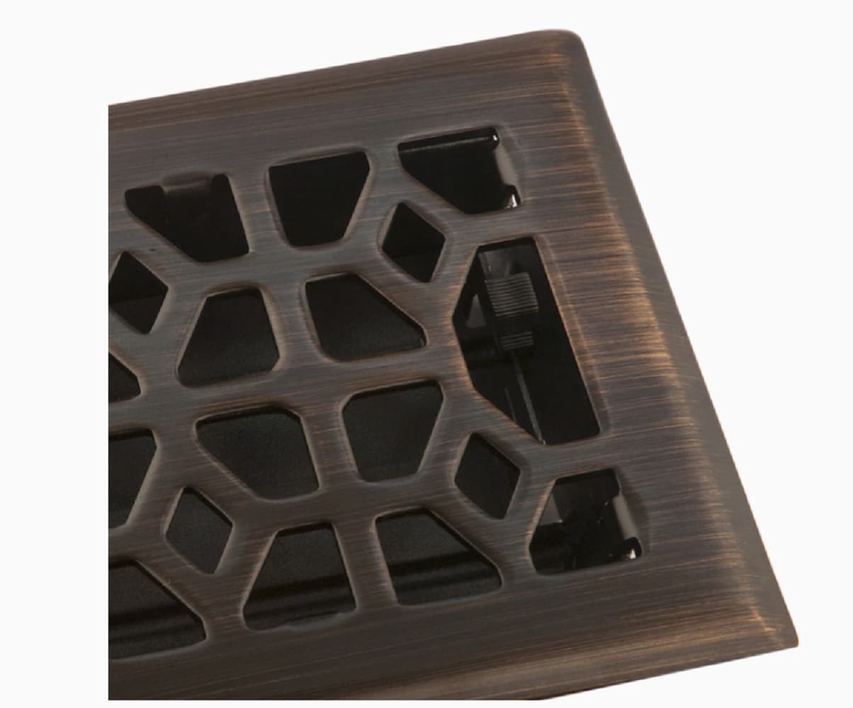 slide 4 of 6, allen + roth 4-in x 12-in Maximum airflow Steel Oil-Rubbed Bronze Marquis Design Floor Register, 1 ct