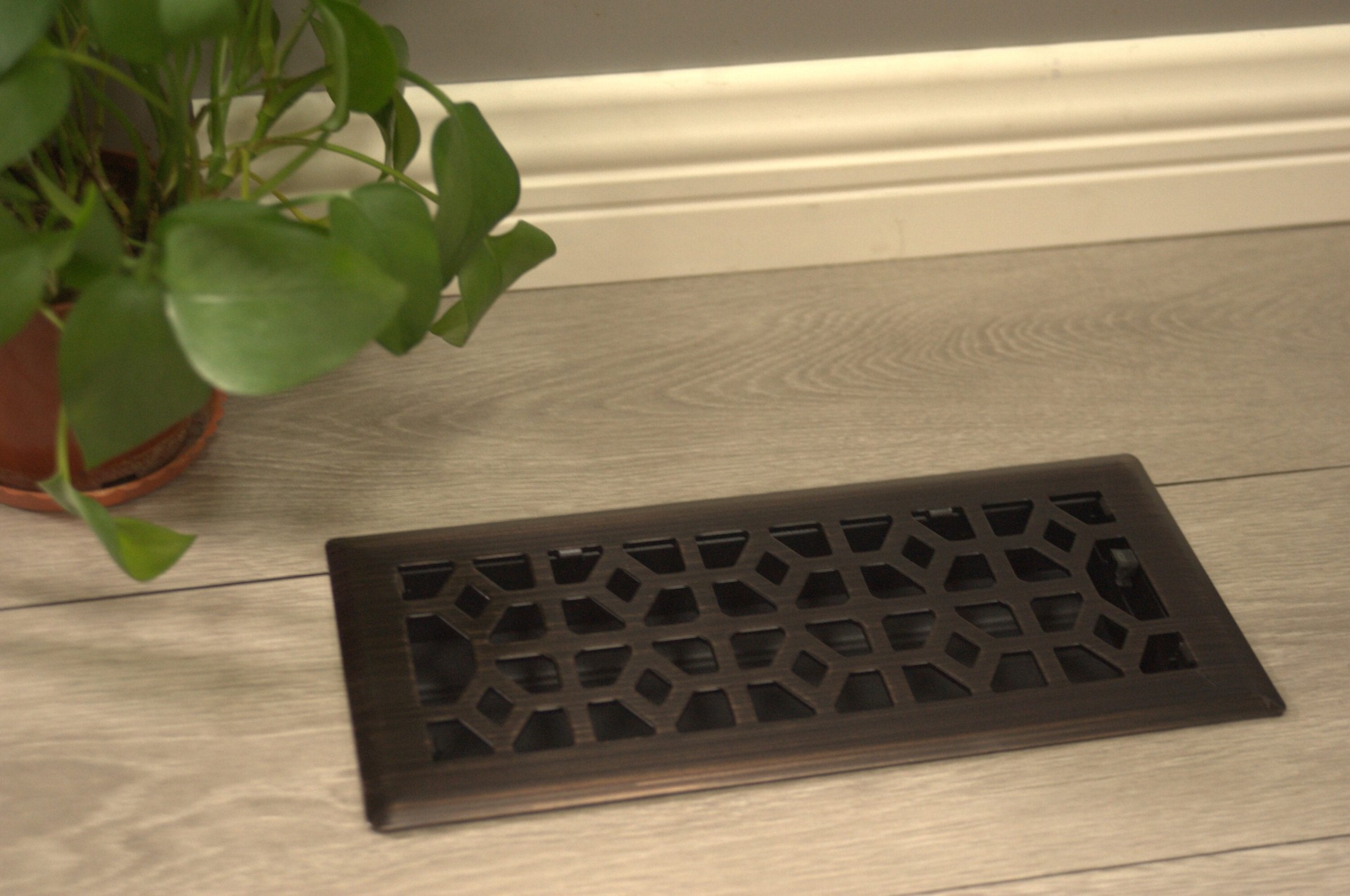 slide 5 of 6, allen + roth 4-in x 12-in Maximum airflow Steel Oil-Rubbed Bronze Marquis Design Floor Register, 1 ct