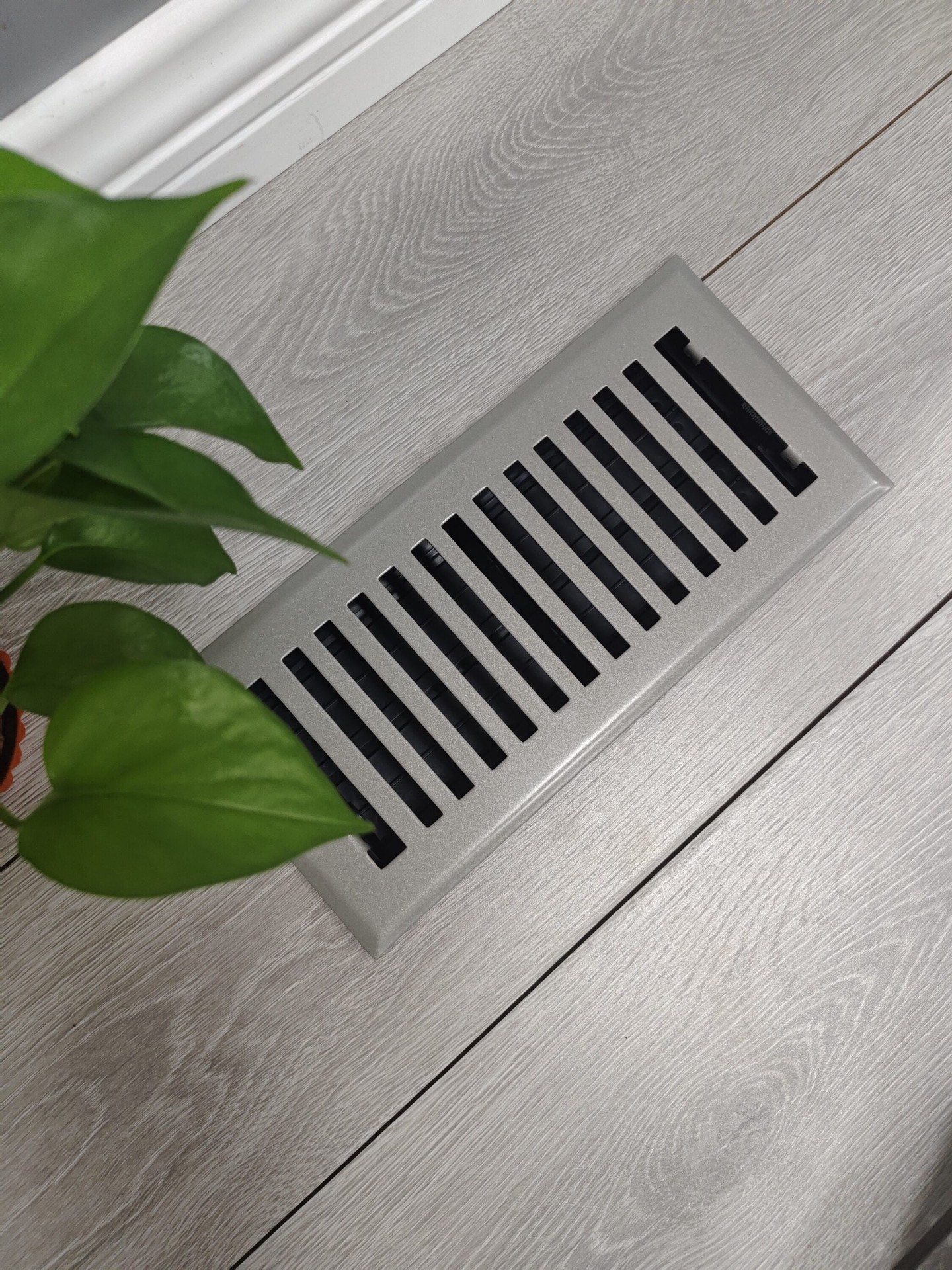 slide 6 of 6, allen + roth 4-in x 12-in Maximum airflow Steel Satin Nickel Brooklyn Design Floor Register, 1 ct