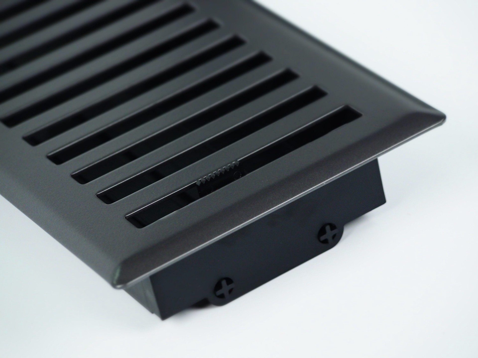 slide 4 of 6, allen + roth 4-in x 10-in Maximum airflow Steel Matte Black Brooklyn Design Floor Register, 1 ct