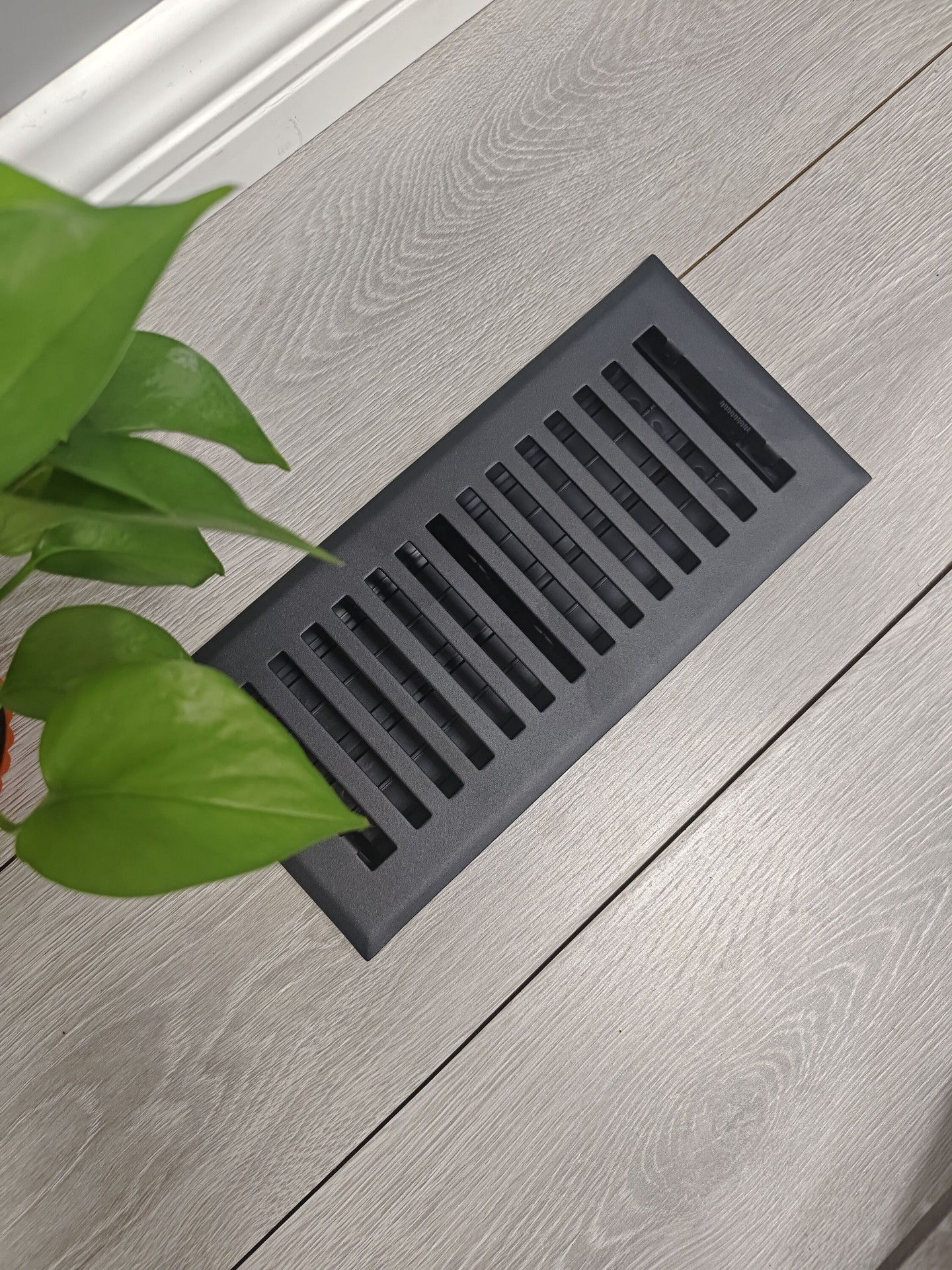 slide 6 of 6, allen + roth 4-in x 10-in Maximum airflow Steel Matte Black Brooklyn Design Floor Register, 1 ct