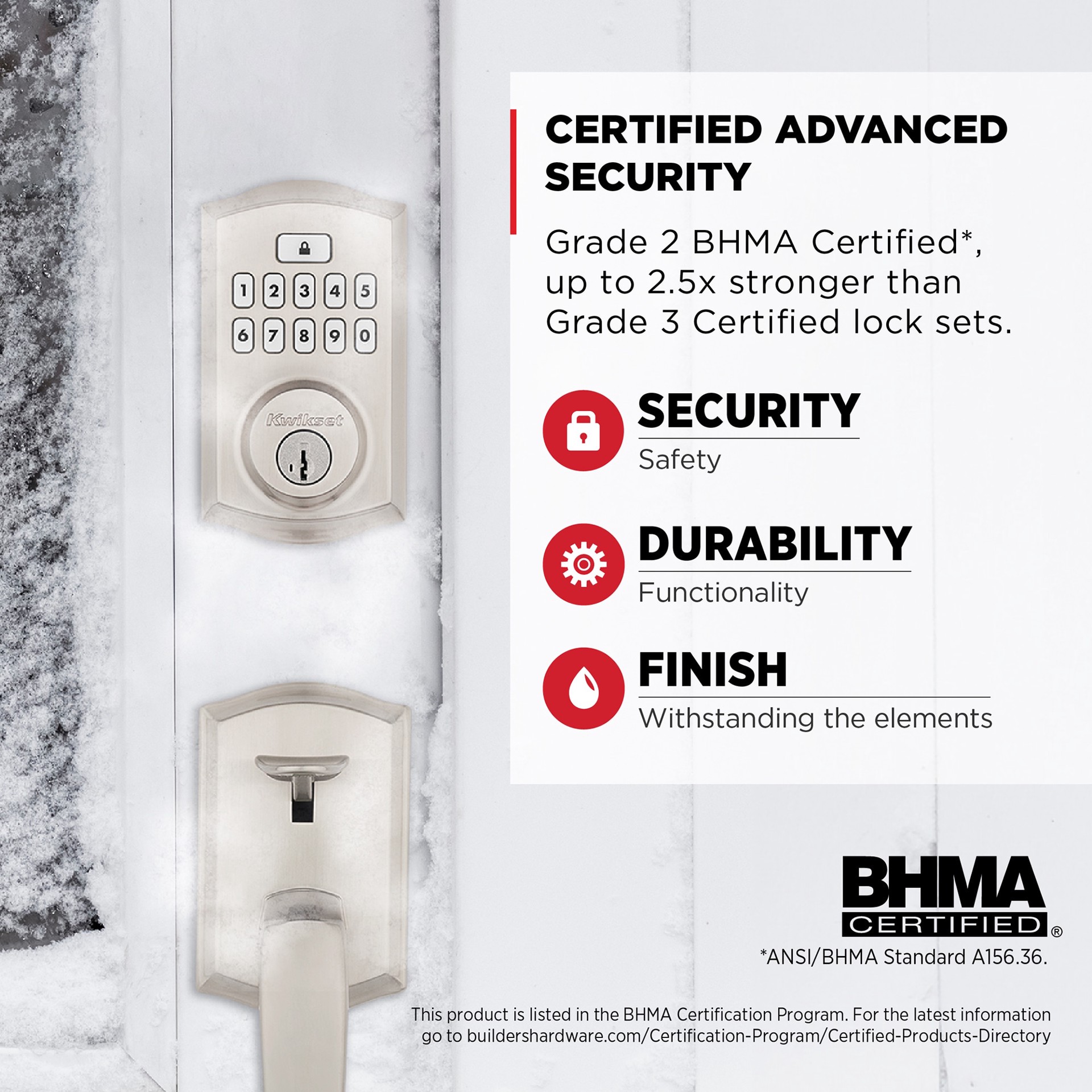 slide 4 of 6, Kwikset SmartCode 260 Traditional Satin Nickel Keypad Electronic Deadbolt Lock ft. SmartKey Security, 1 ct