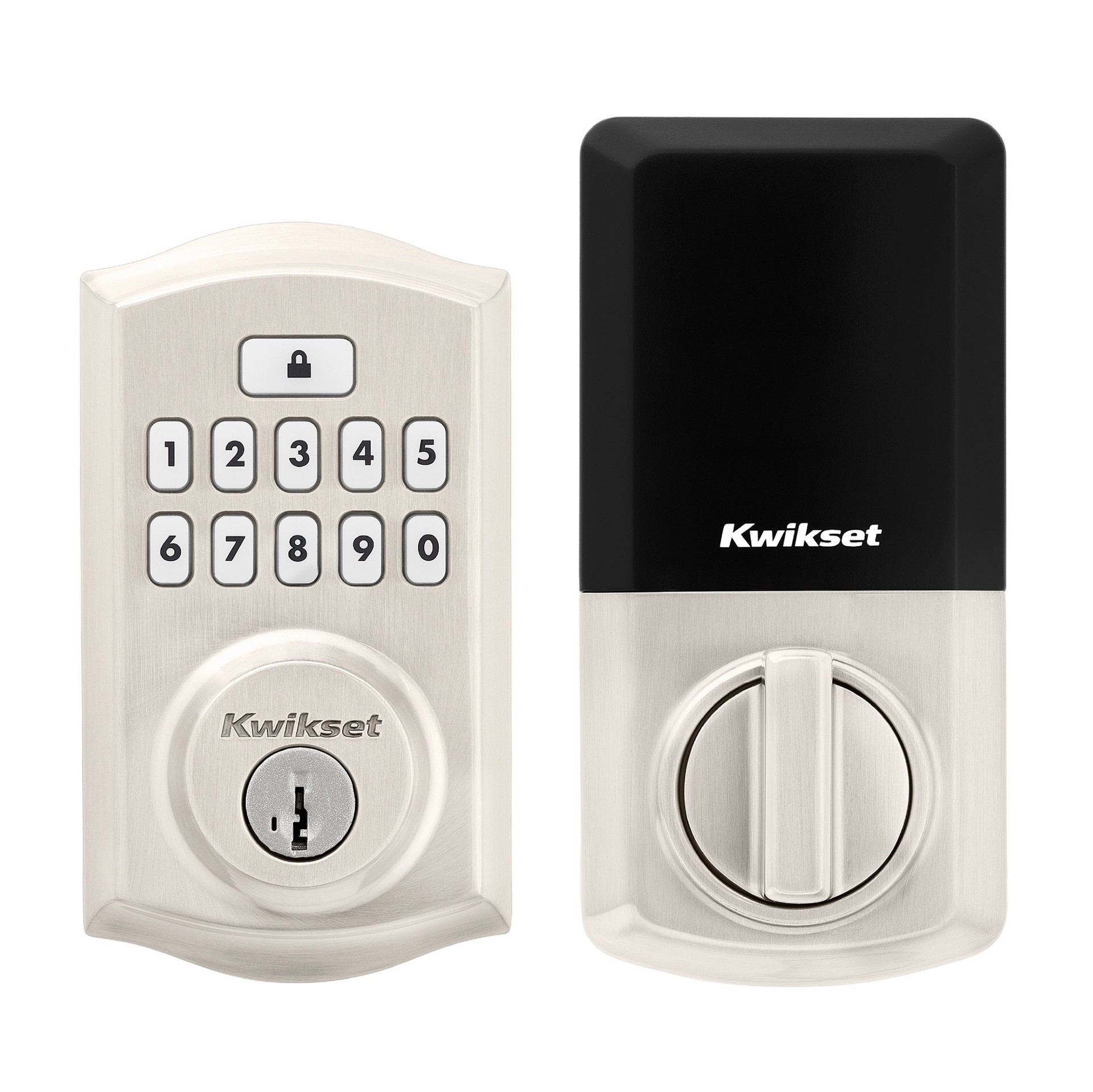 slide 1 of 6, Kwikset SmartCode 260 Traditional Satin Nickel Keypad Electronic Deadbolt Lock ft. SmartKey Security, 1 ct