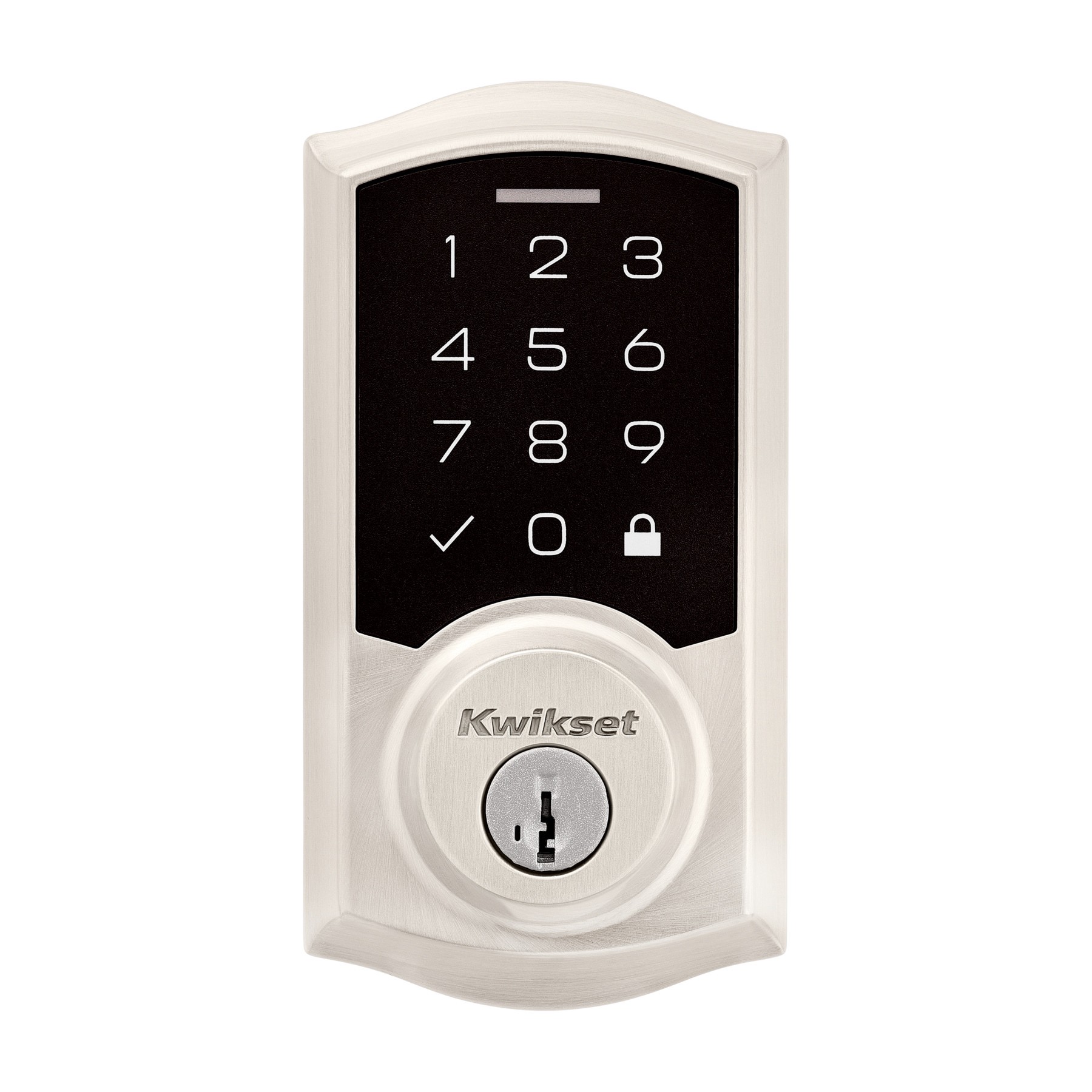 slide 2 of 6, Kwikset SmartCode 270 Touchpad Traditional Satin Nickel Keypad Electronic Deadbolt Lock ft. SmartKey Security, 1 ct