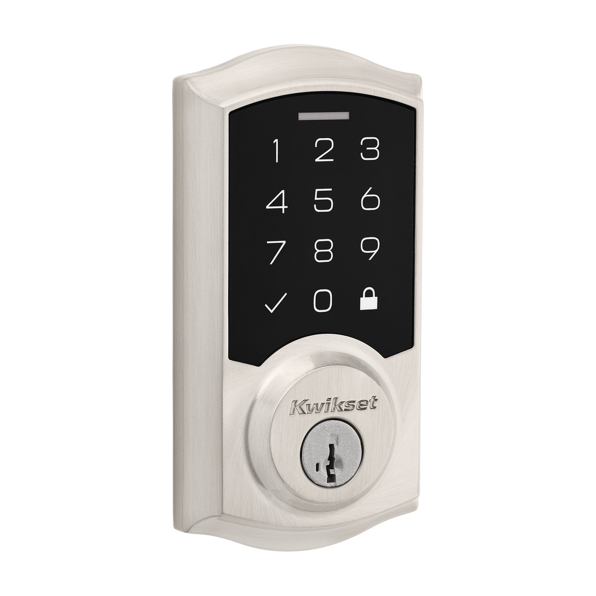 slide 3 of 6, Kwikset SmartCode 270 Touchpad Traditional Satin Nickel Keypad Electronic Deadbolt Lock ft. SmartKey Security, 1 ct