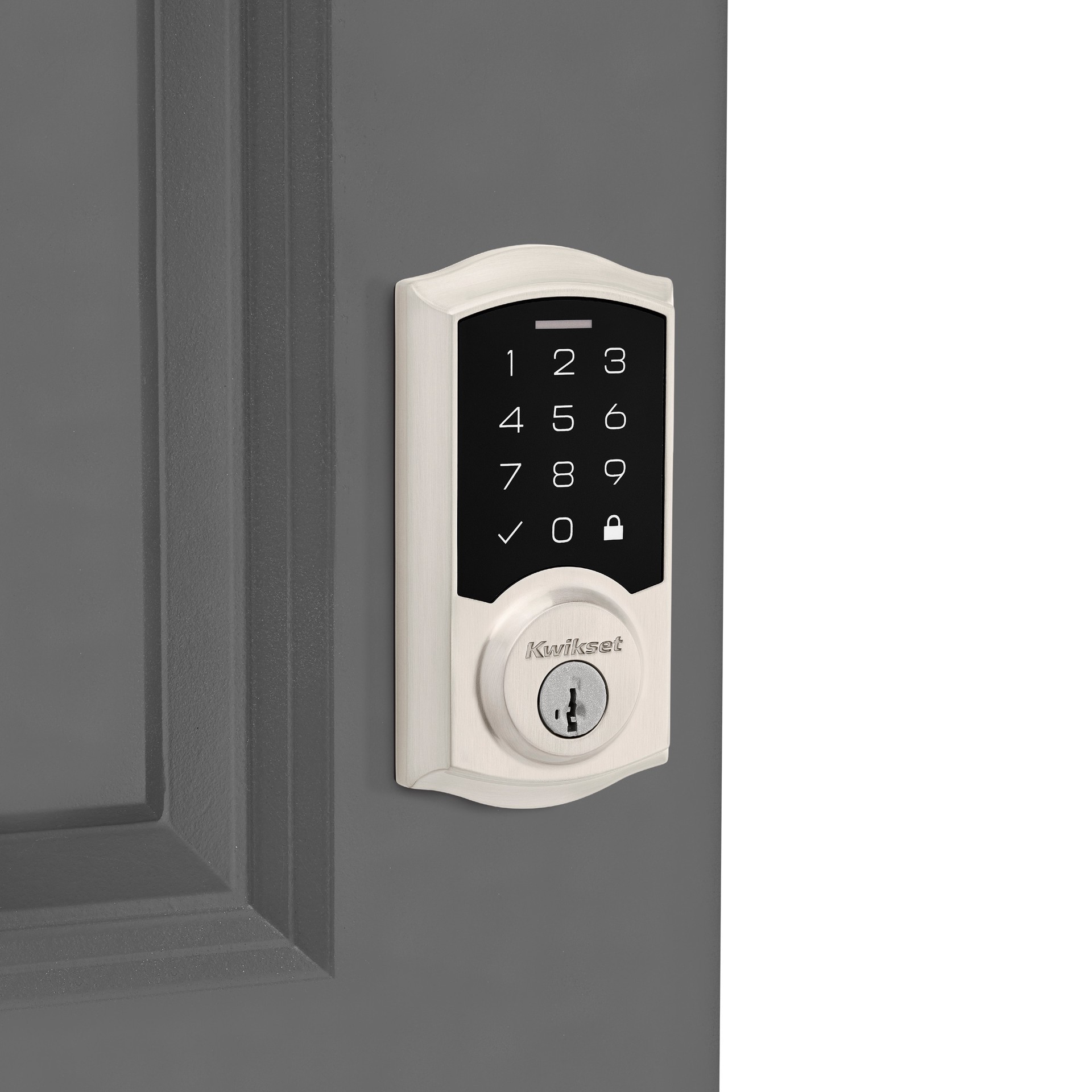slide 5 of 6, Kwikset SmartCode 270 Touchpad Traditional Satin Nickel Keypad Electronic Deadbolt Lock ft. SmartKey Security, 1 ct