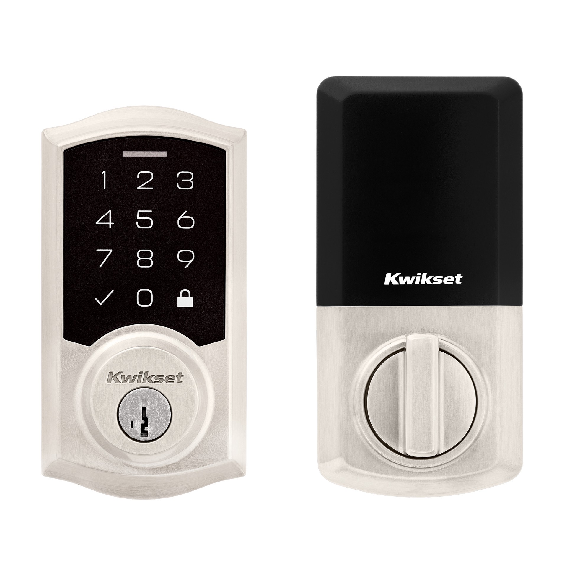 slide 1 of 6, Kwikset SmartCode 270 Touchpad Traditional Satin Nickel Keypad Electronic Deadbolt Lock ft. SmartKey Security, 1 ct