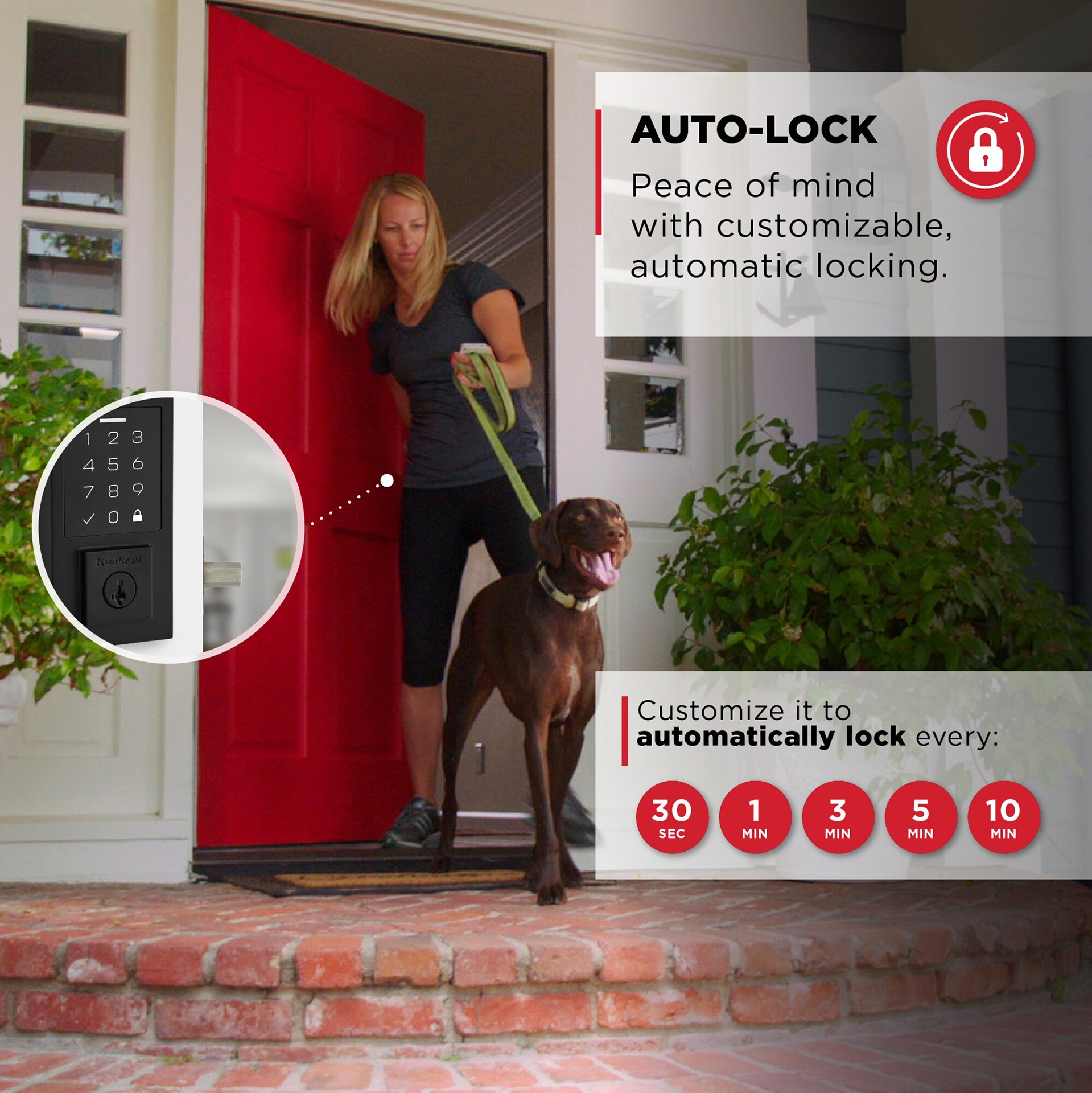 slide 5 of 6, Kwikset SmartCode 270 Touchpad Contemporary Matte Black Keypad Electronic Deadbolt Lock ft. SmartKey Security, 1 ct