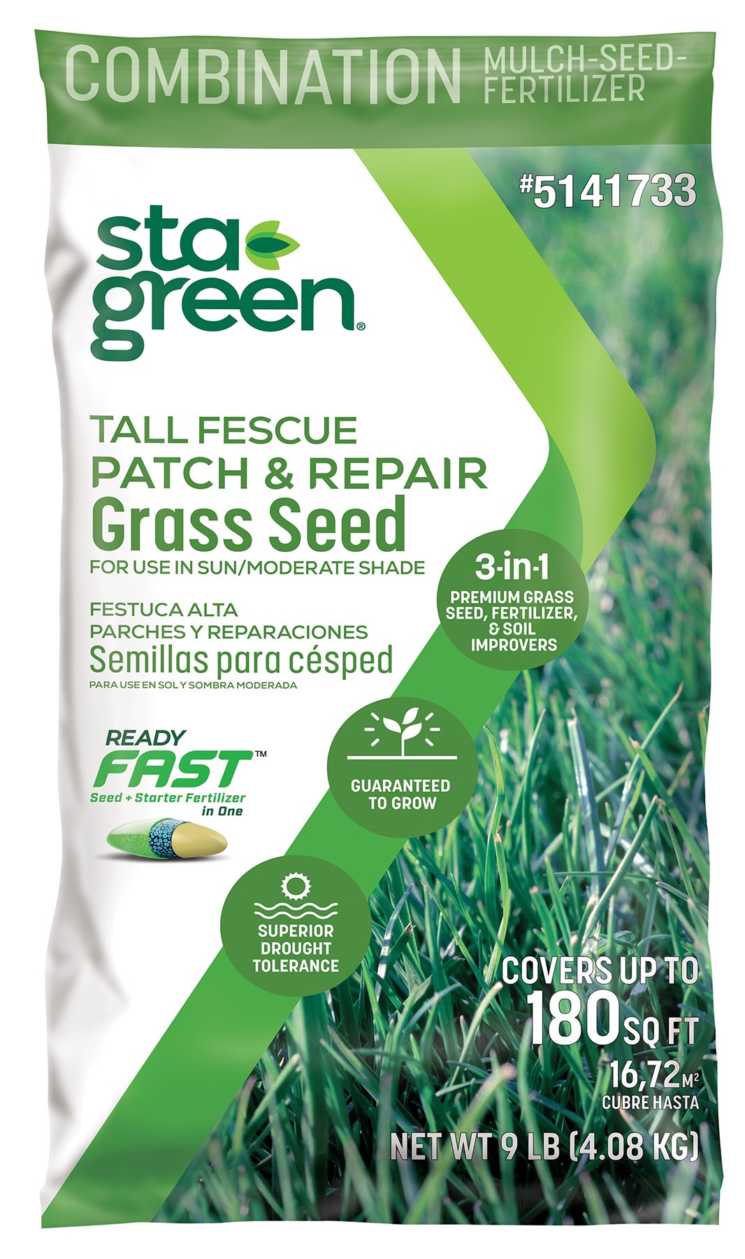 slide 1 of 6, Sta-Green 3-in-1 Patch and Repair Tall fescue Lawn Repair Mix, 1 ct