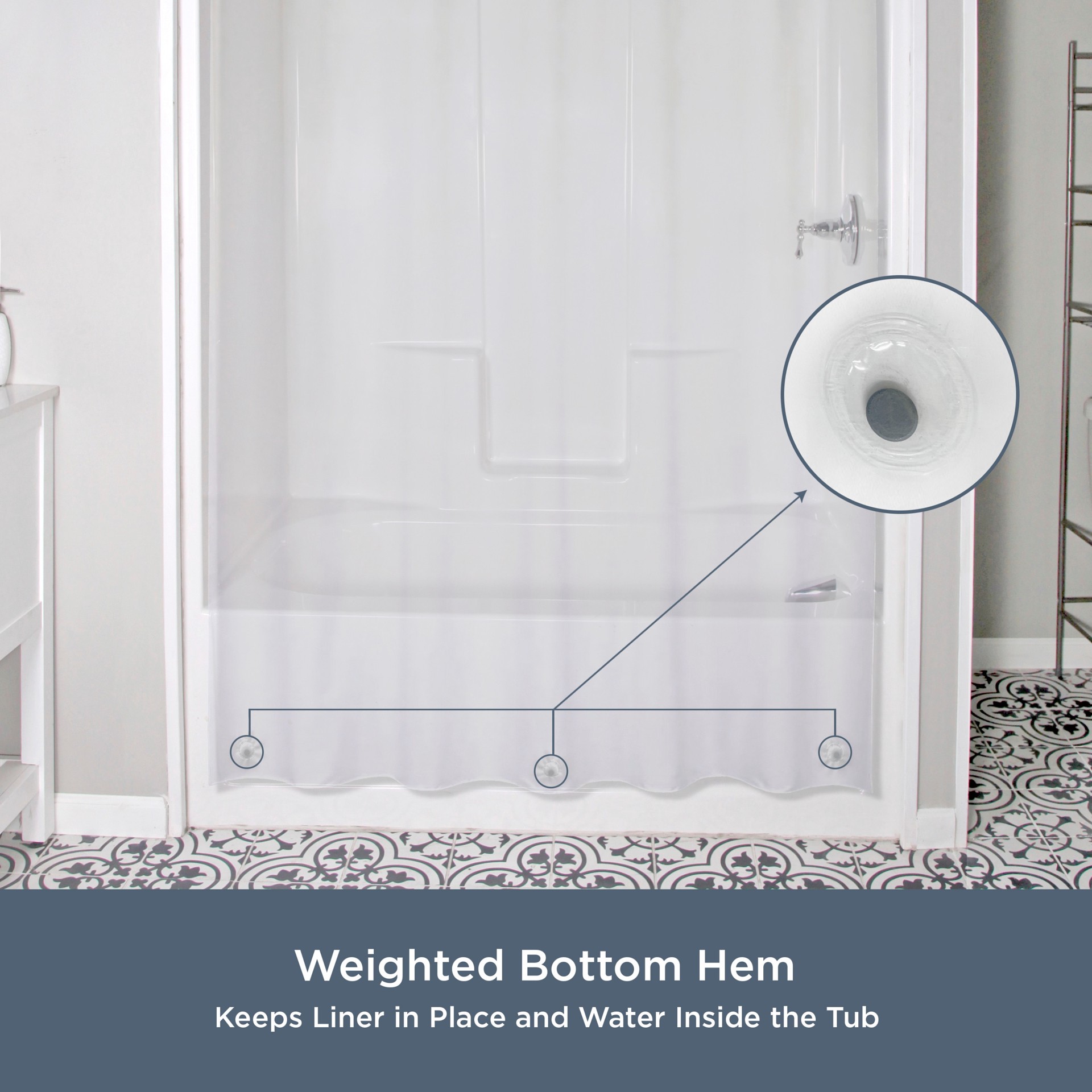 slide 5 of 6, Style Selections Lightweight PEVA 70.0-in W x 72-in L Clear Solid EVA/PEVA Shower liner, 1 ct