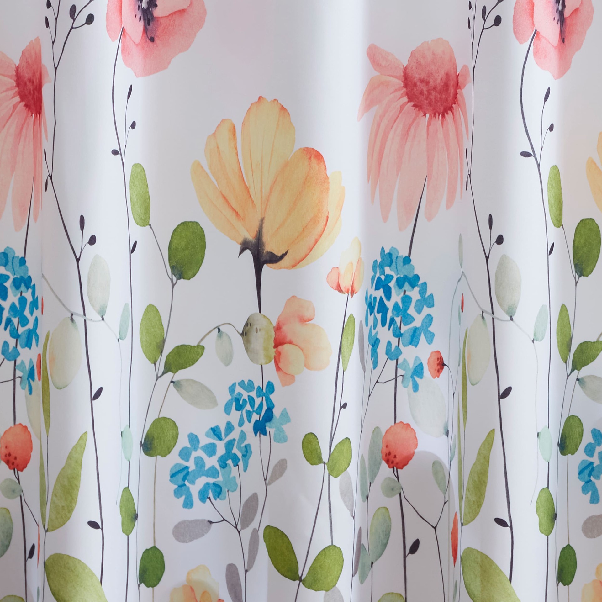 slide 3 of 5, allen + roth 72.0-in W x 72-in L White Floral Mildew Resistant Polyester Shower curtain, 1 ct