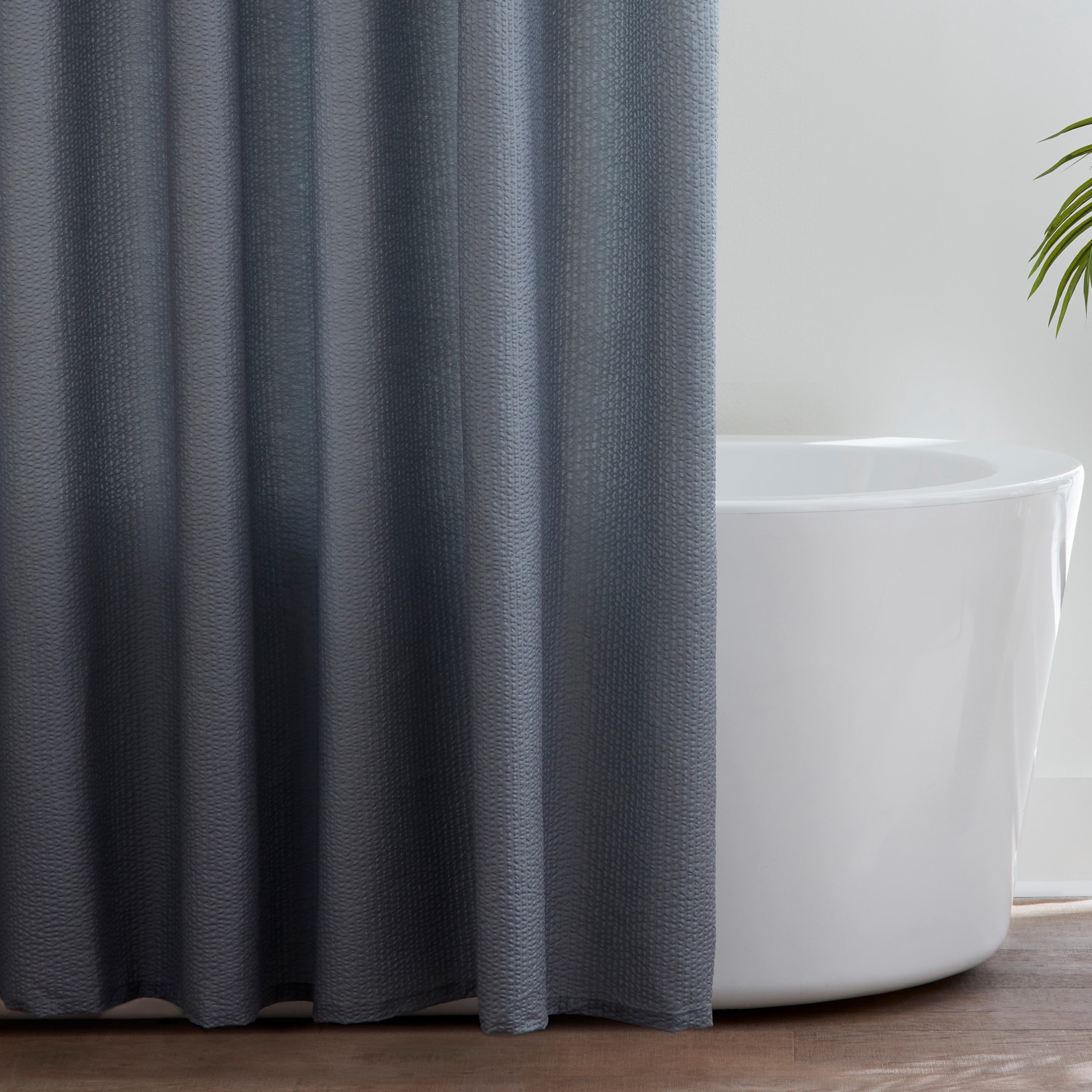 slide 2 of 4, Origin 21 72.0-in W x 72-in L Gray Solid Mildew Resistant Polyester Shower curtain, 1 ct