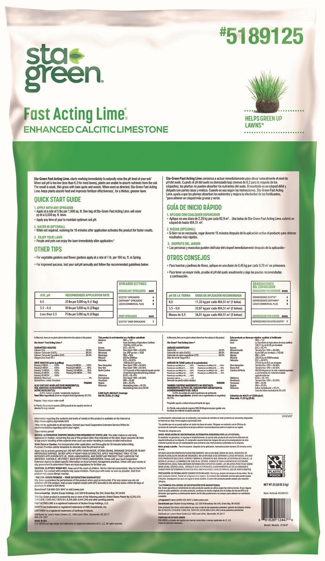 slide 2 of 6, Sta-Green Fast Acting 25lbs Lime, 1 ct