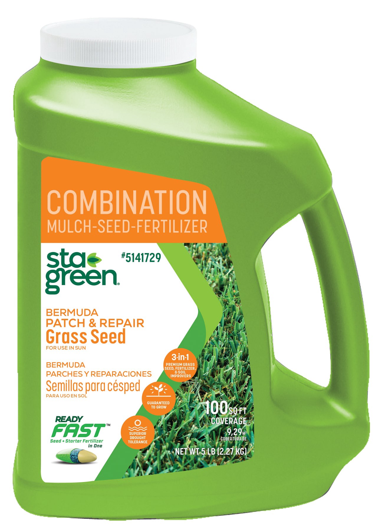 slide 1 of 5, Sta-Green 3-in-1 Patch and Repair Bermuda Lawn Repair Mix, 1 ct
