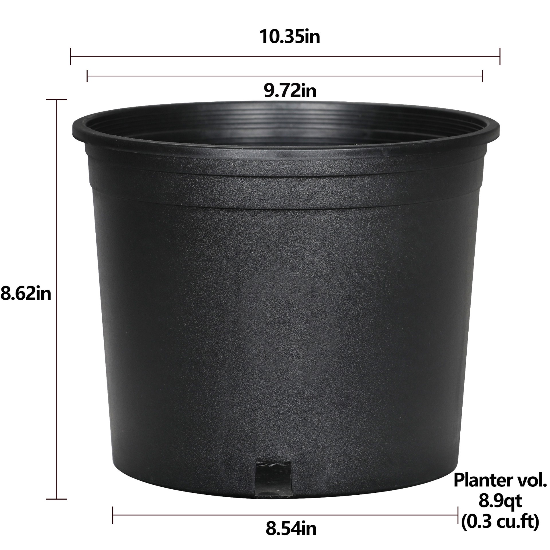 slide 4 of 6, Style Selections Round 9.72-in W x 9.72-in L Black Resin Indoor/Outdoor Planter, 1 ct