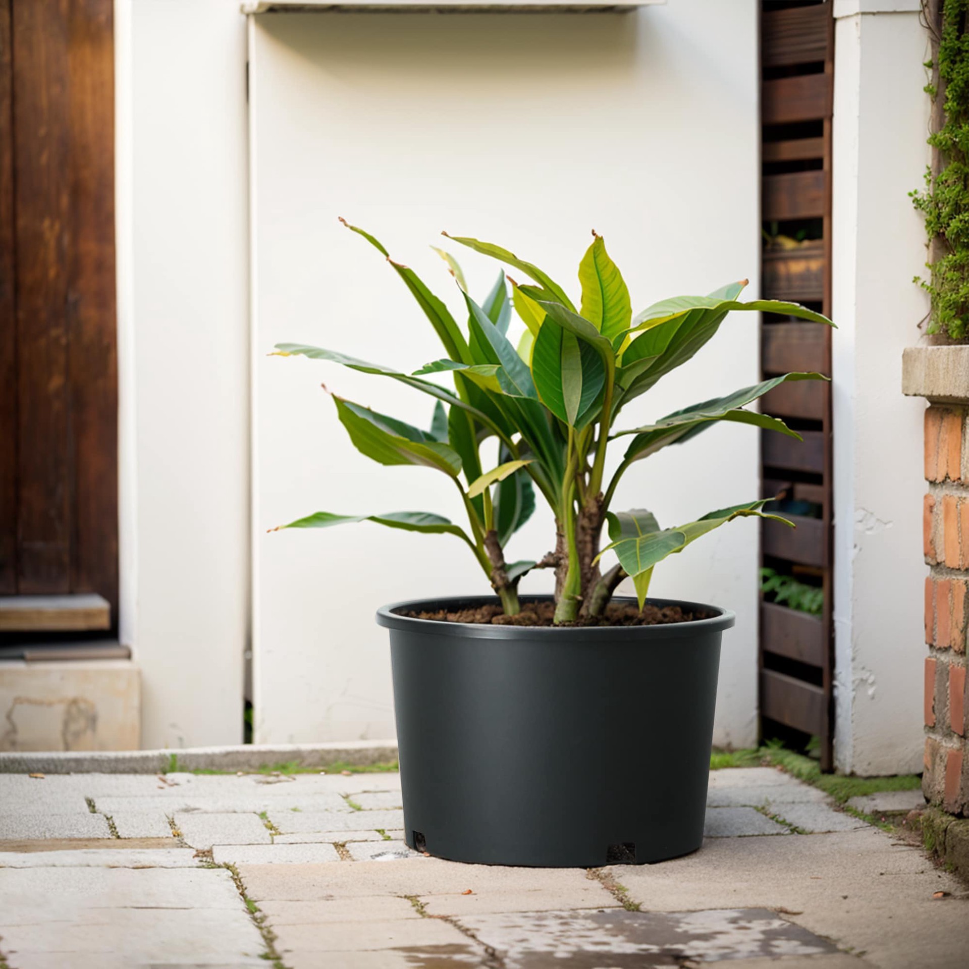 slide 2 of 6, Style Selections Round 12.36-in W x 12.36-in L Black Resin Indoor/Outdoor Planter, 1 ct