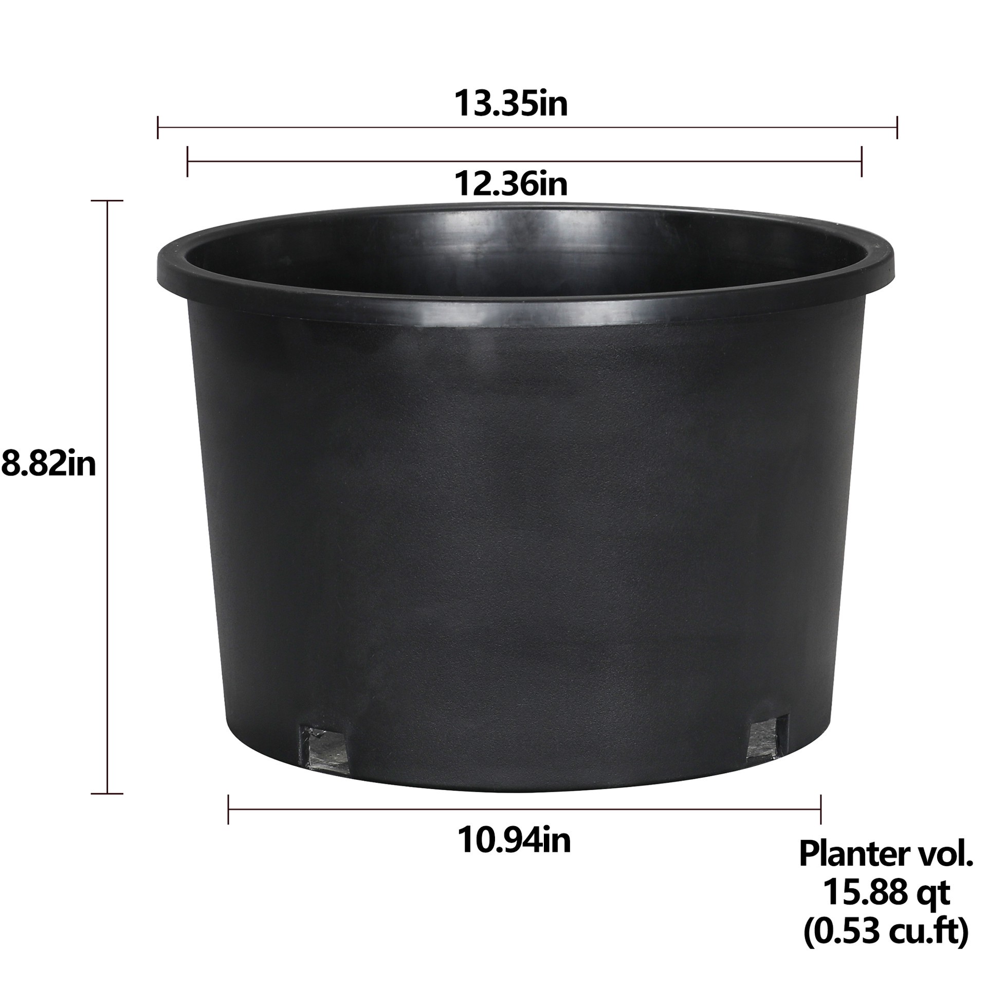 slide 4 of 6, Style Selections Round 12.36-in W x 12.36-in L Black Resin Indoor/Outdoor Planter, 1 ct