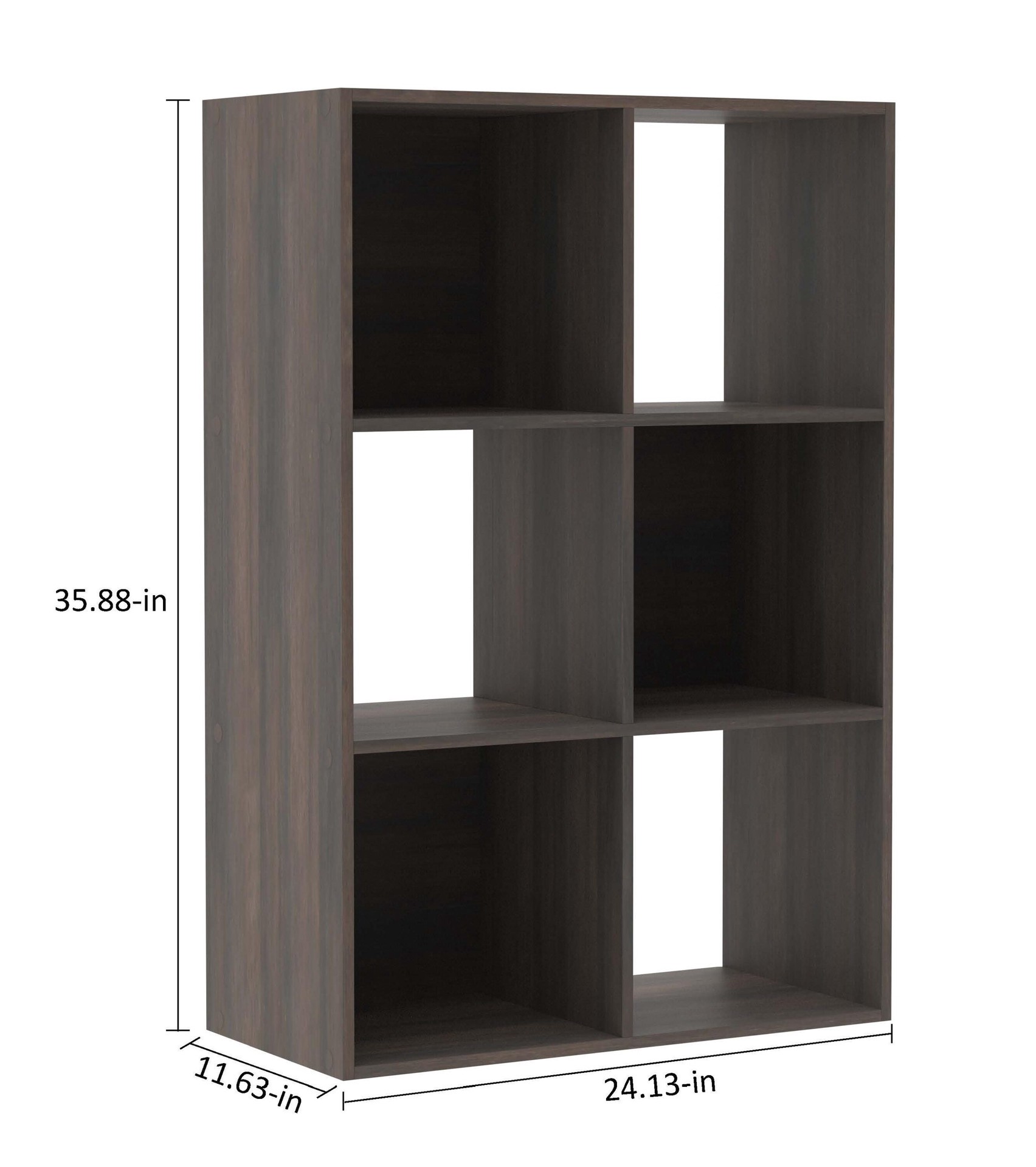 slide 3 of 6, Style Selections 35.88-in H x 24.13-in W x 11.63-in D Dark Chocolate Stackable Wood laminate 6 Cube organizer, 1 ct