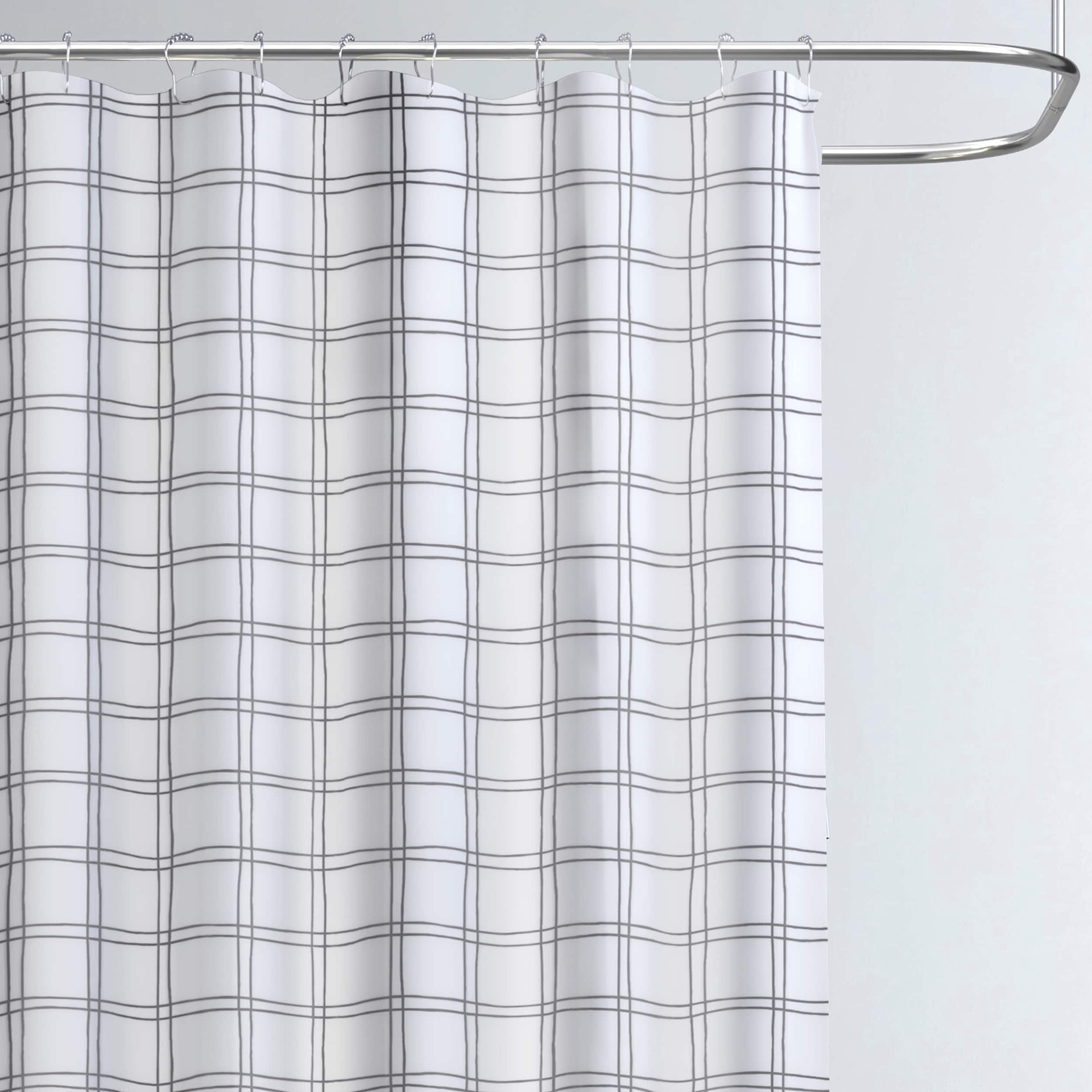 slide 3 of 4, Style Selections 70.0-in W x 72-in L Gray Plaid Mildew Resistant EVA/PEVA Shower curtain, 1 ct
