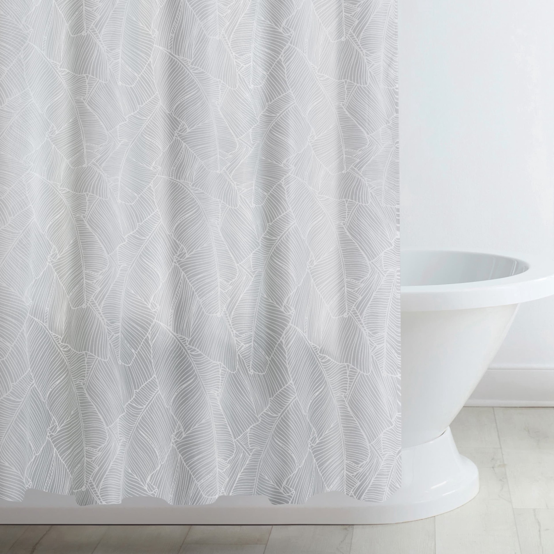 slide 2 of 4, Style Selections 70.0-in W x 72-in L Gray Floral Mildew Resistant EVA/PEVA Shower curtain, 1 ct