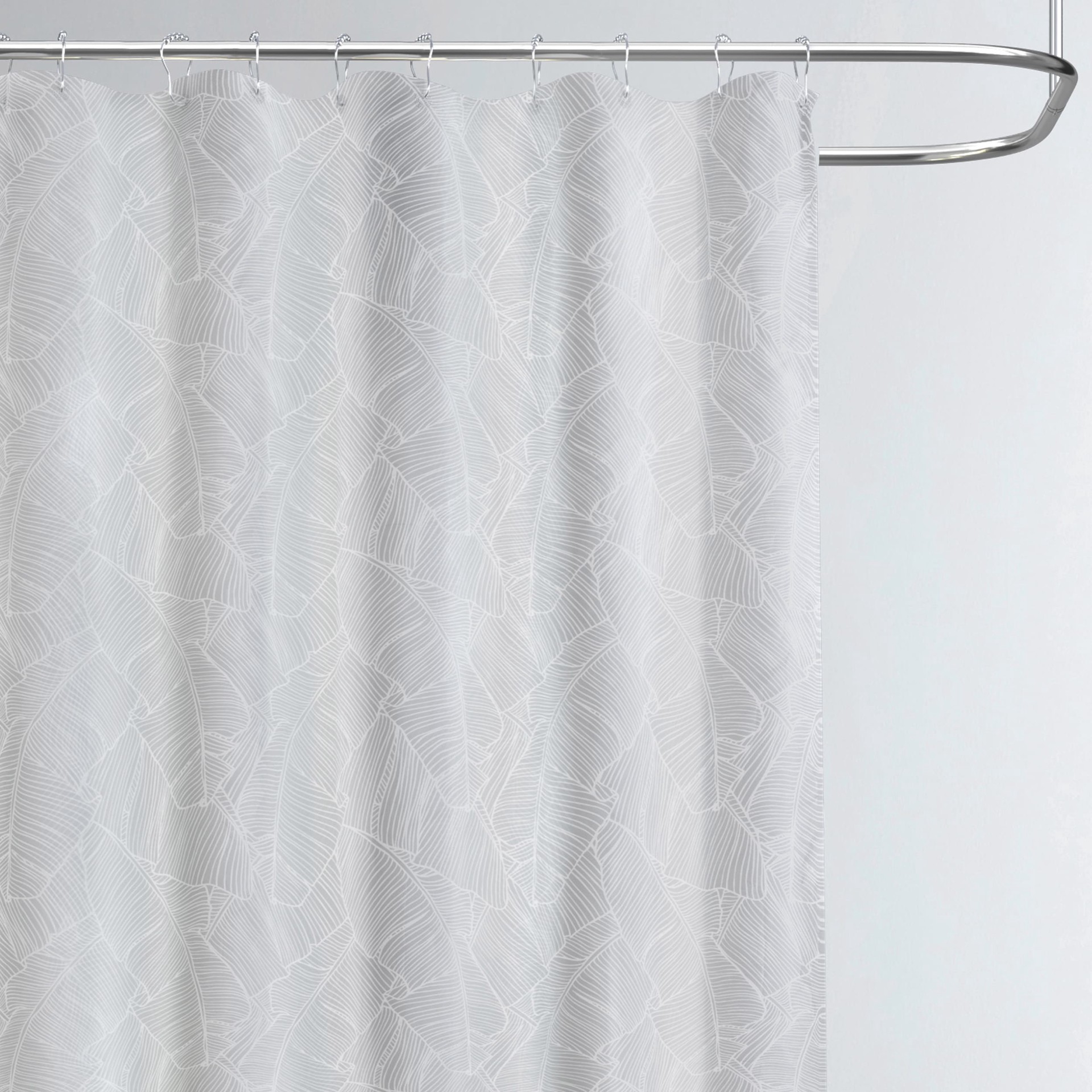 slide 3 of 4, Style Selections 70.0-in W x 72-in L Gray Floral Mildew Resistant EVA/PEVA Shower curtain, 1 ct
